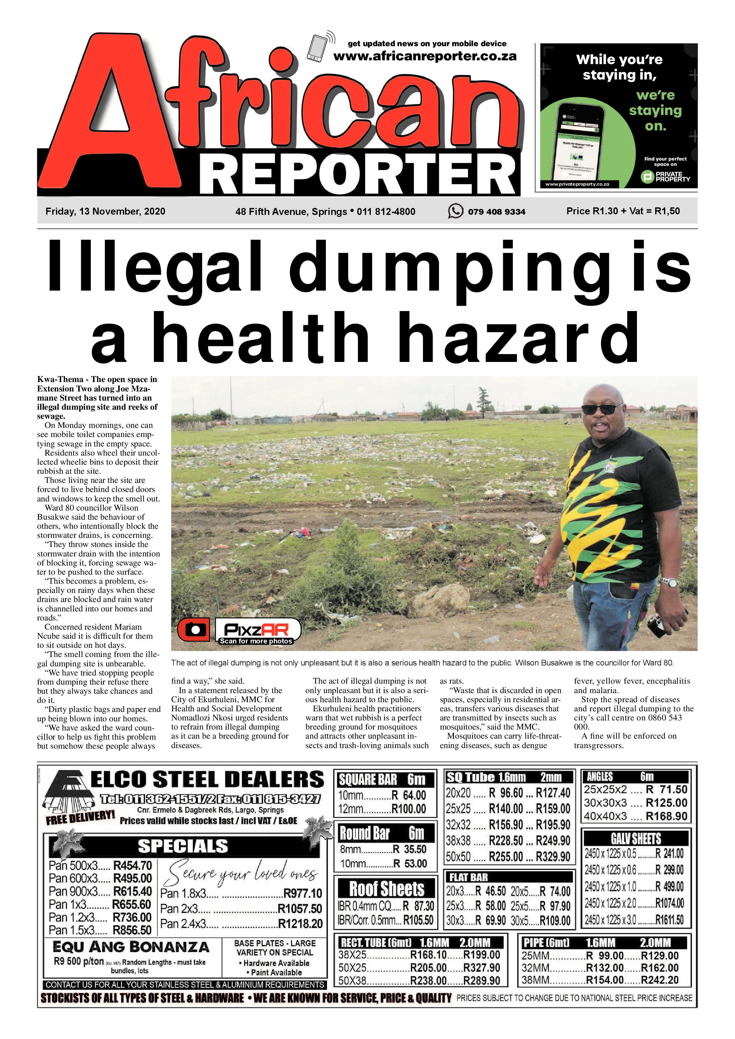 African Reporter 13 November 2020 page 1