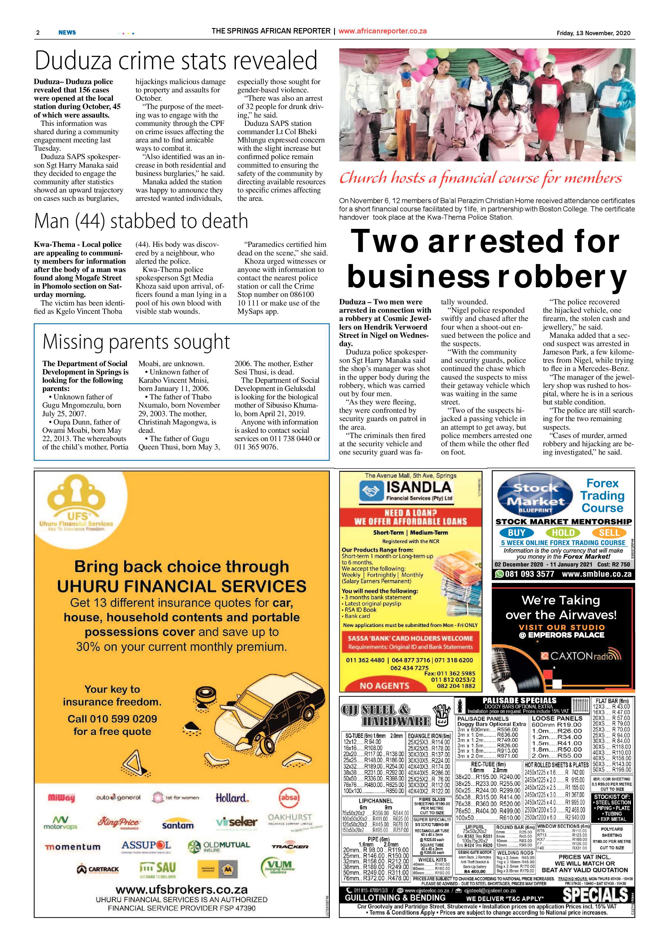 African Reporter 13 November 2020 page 2