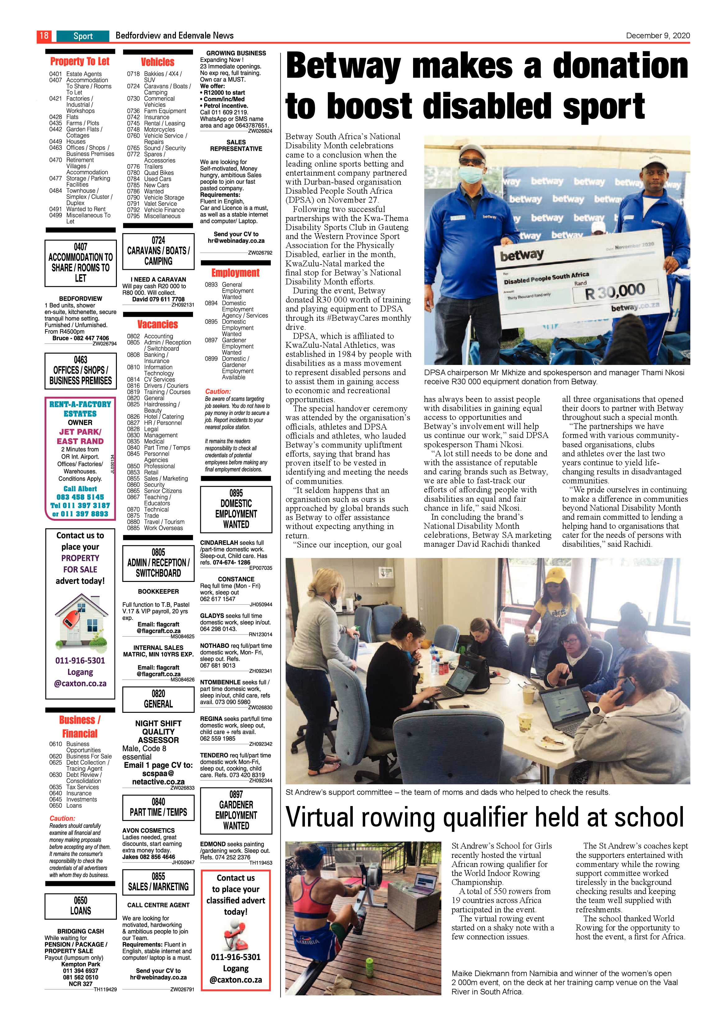 Bedford and Edenvale News 09 December .2020 page 18
