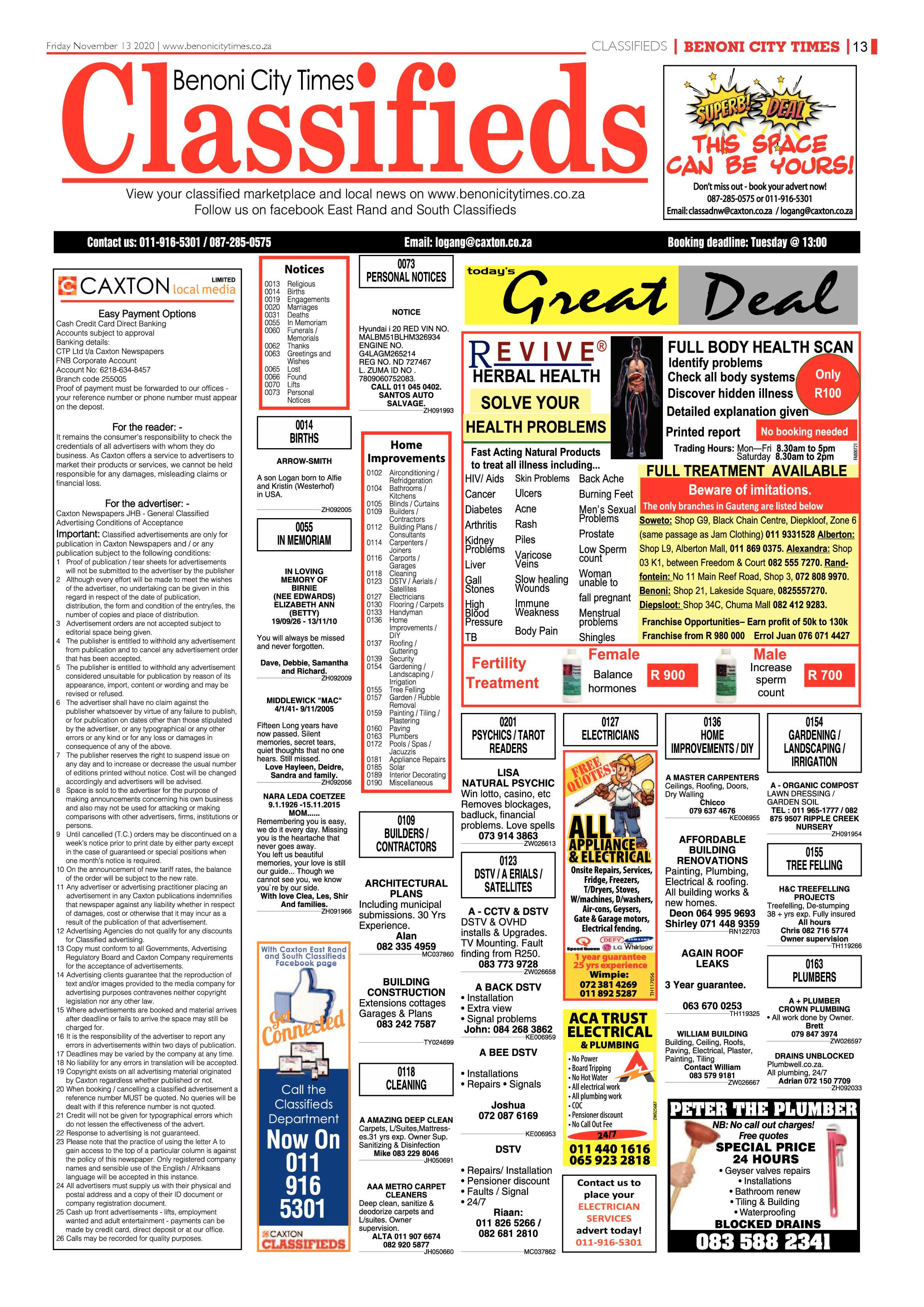 Benoni City Times 12 November 2020 page 13