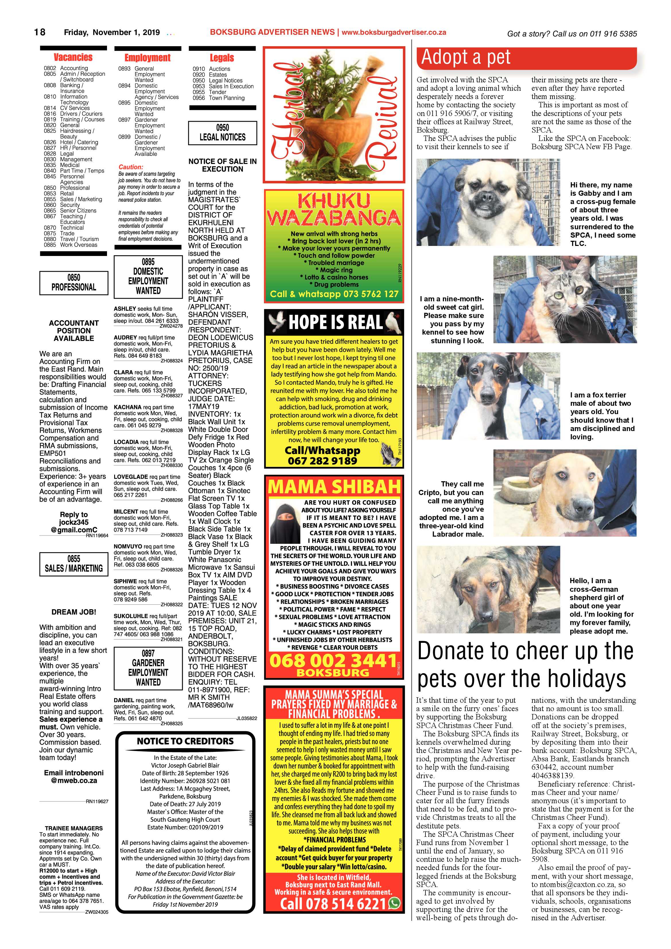 Bokbsburg Advertiser 29 October 2019 page 18