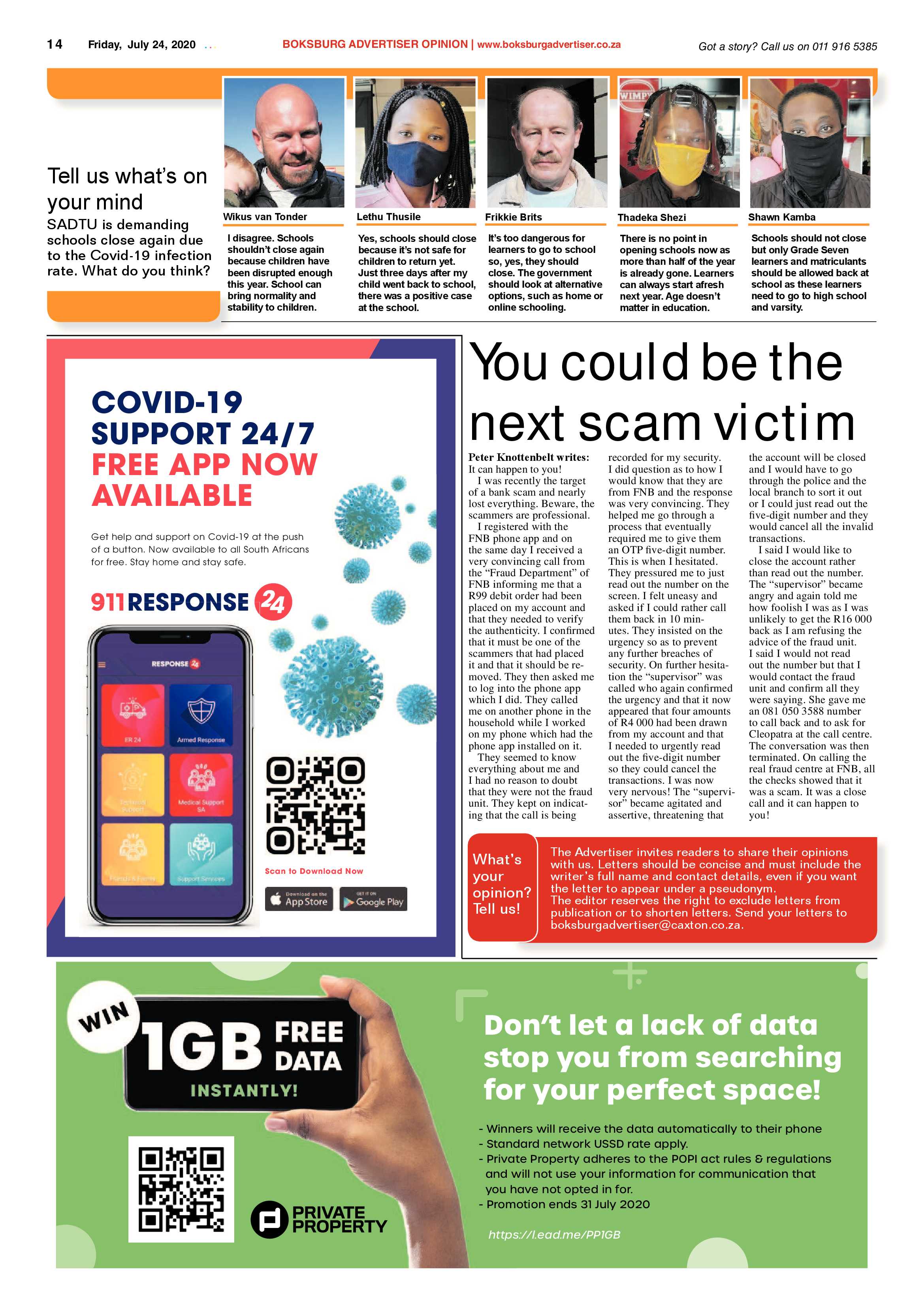 Boksburg Advertiser  21 July 2020 page 14