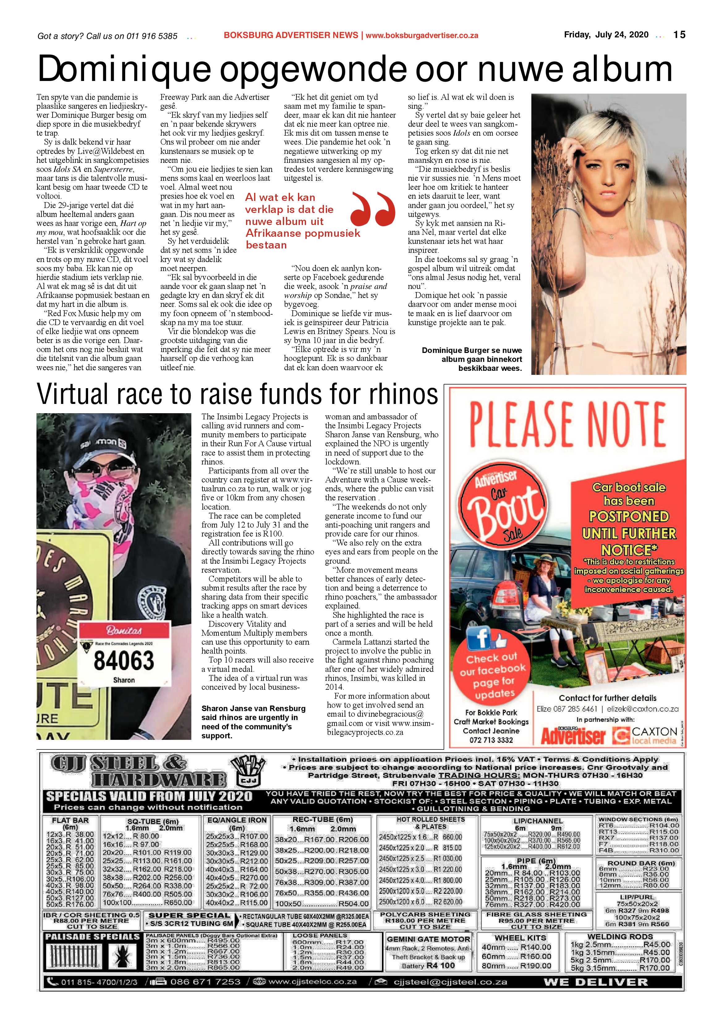 Boksburg Advertiser  21 July 2020 page 15