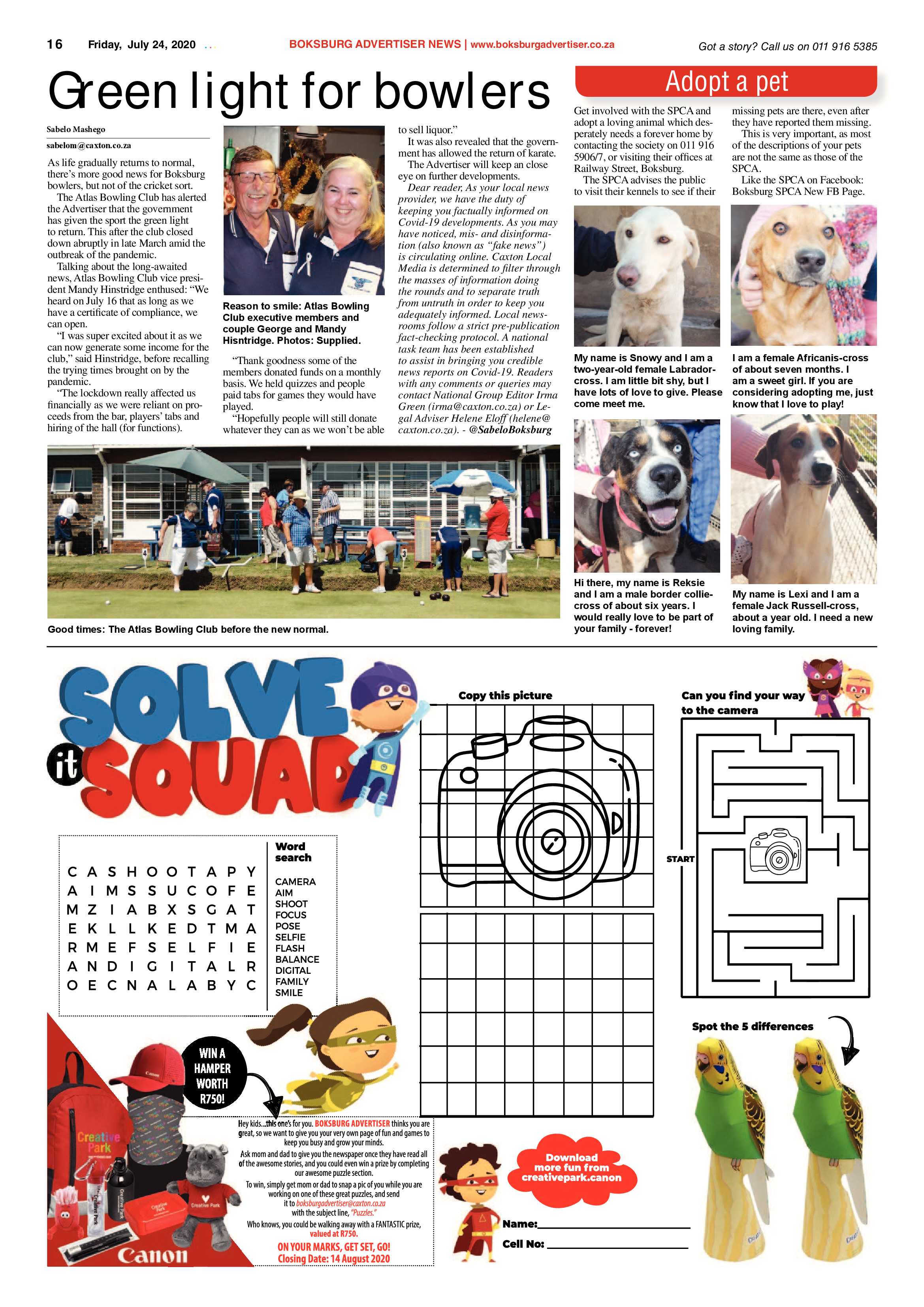 Boksburg Advertiser  21 July 2020 page 16