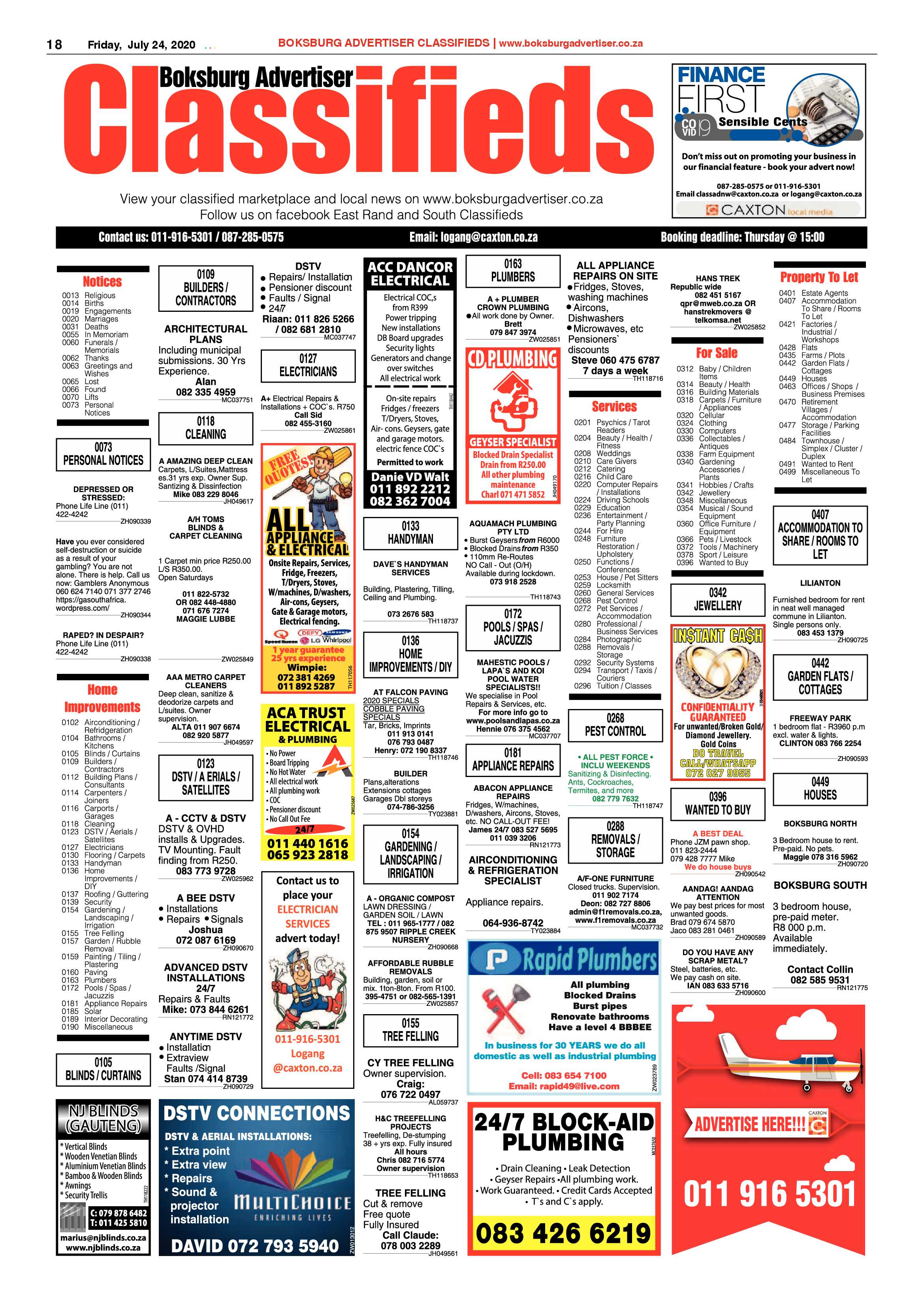 Boksburg Advertiser  21 July 2020 page 18