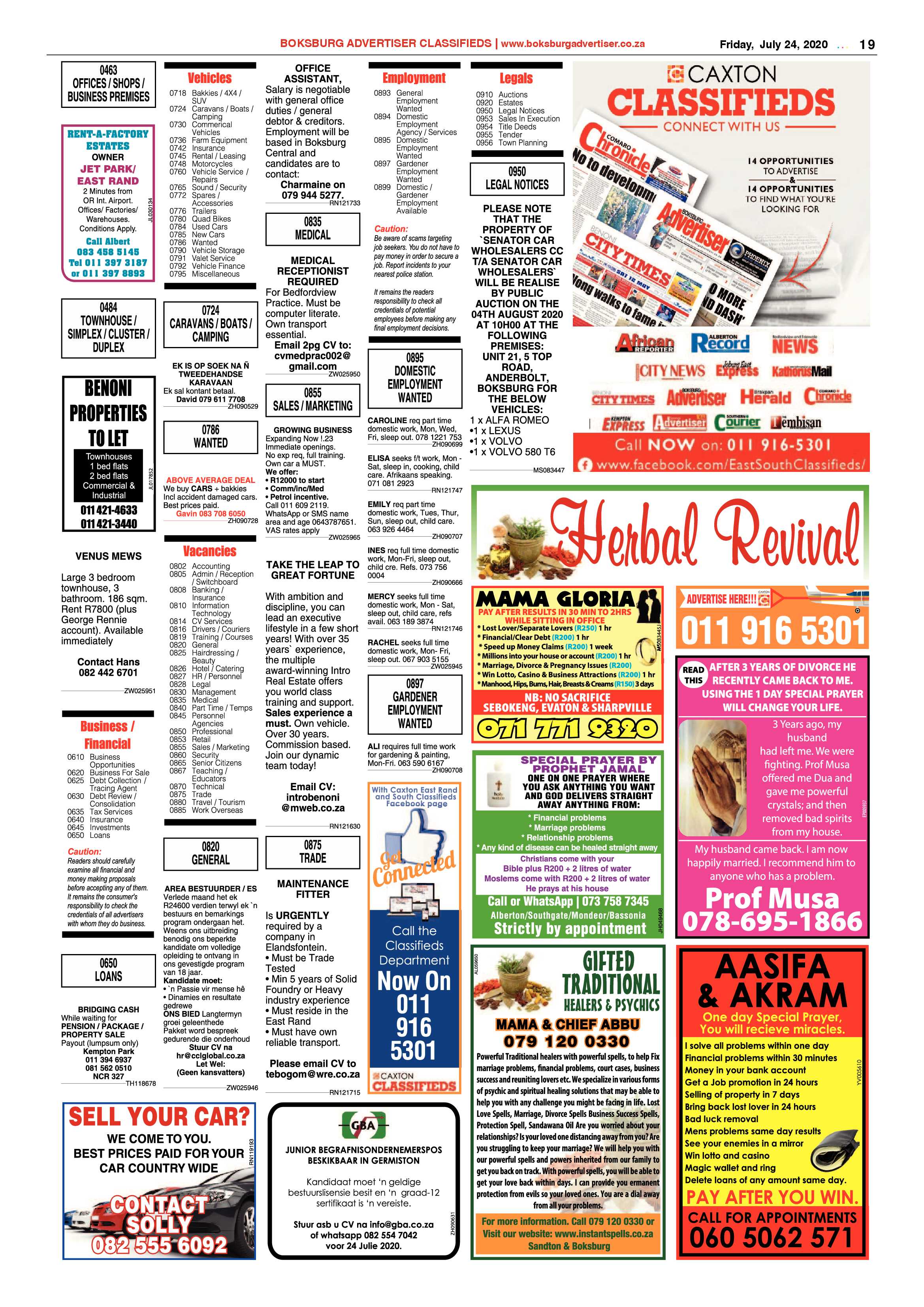 Boksburg Advertiser  21 July 2020 page 19