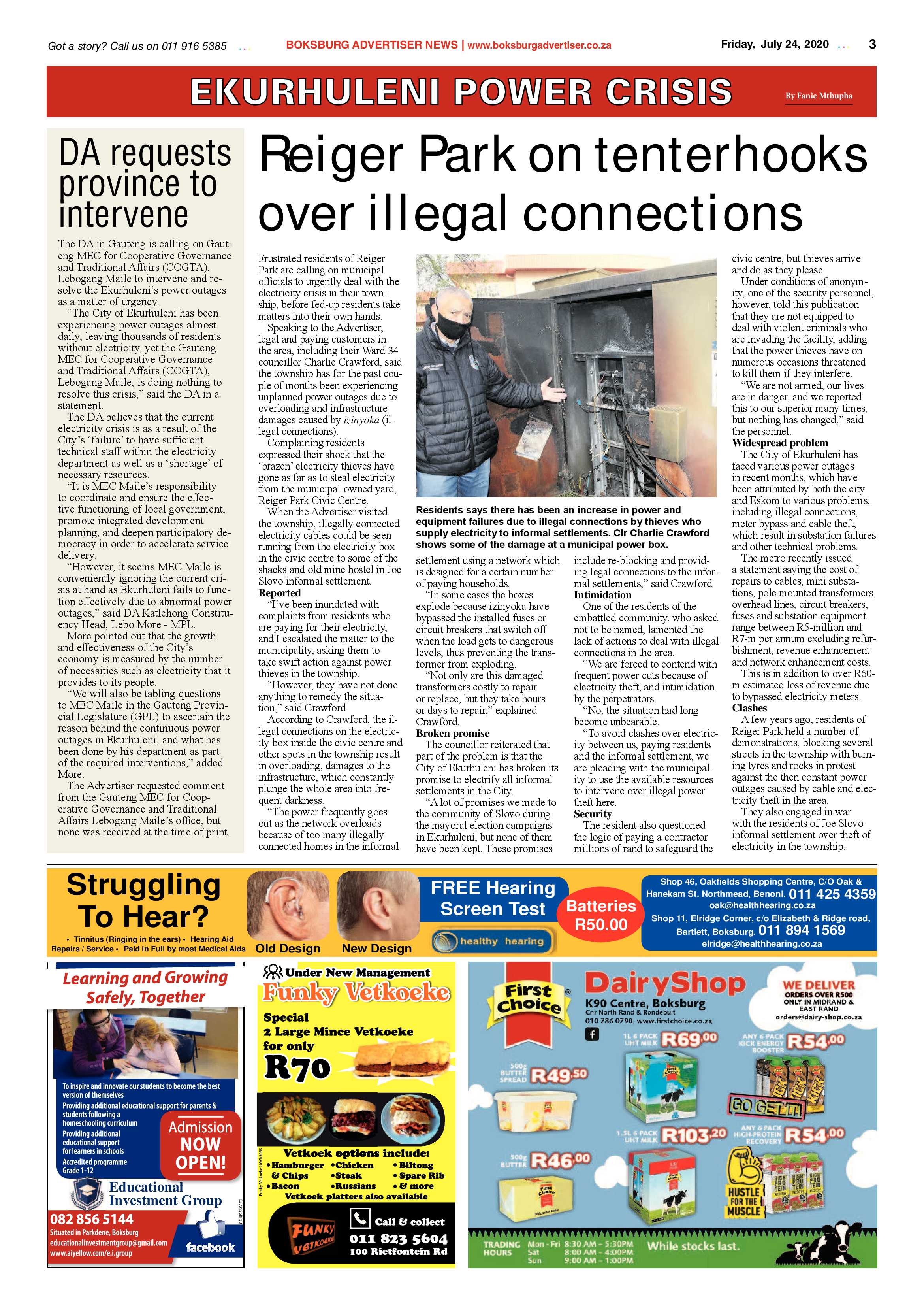 Boksburg Advertiser  21 July 2020 page 3