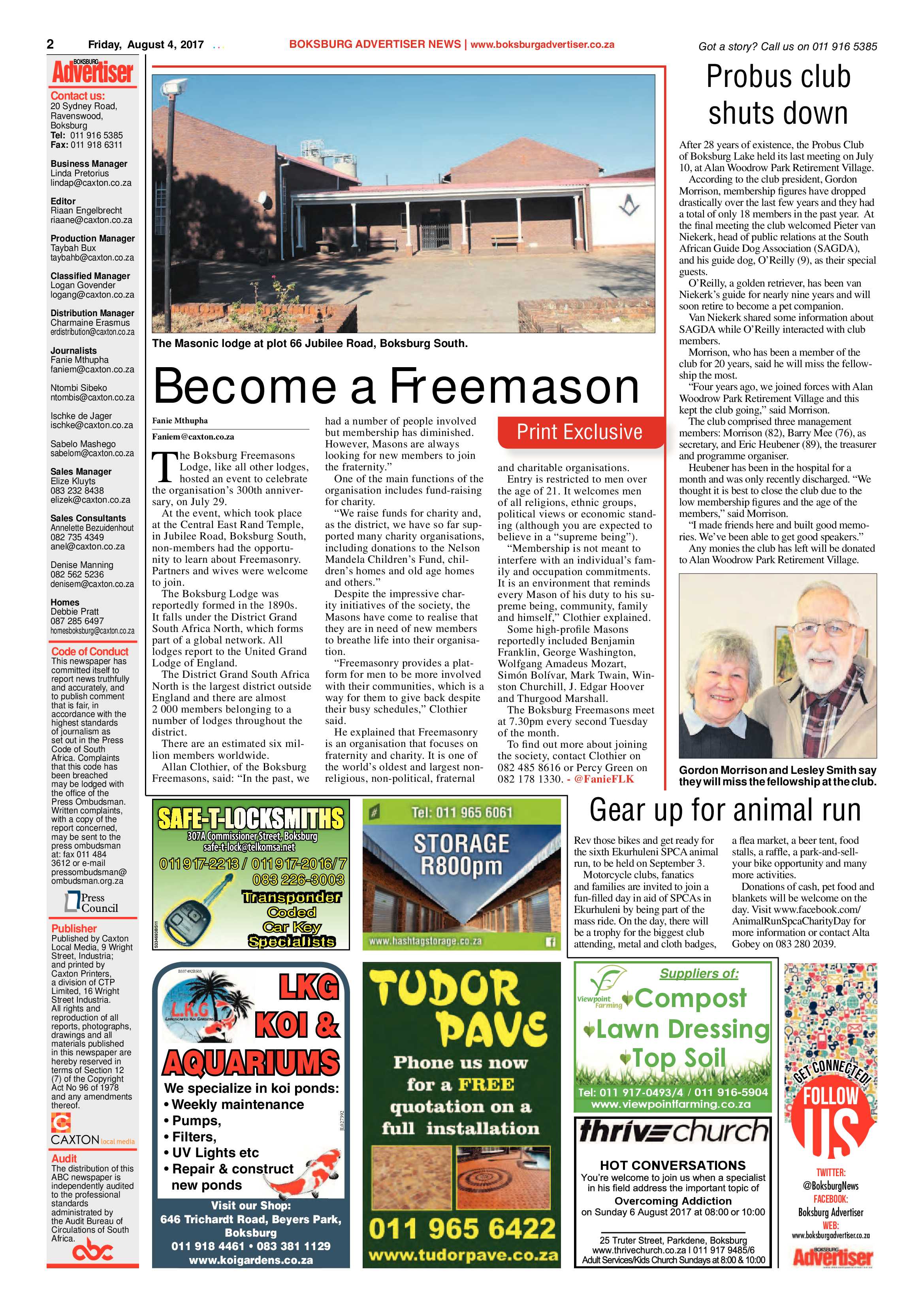 Boksburg Advertiser 01 August 2017 page 2