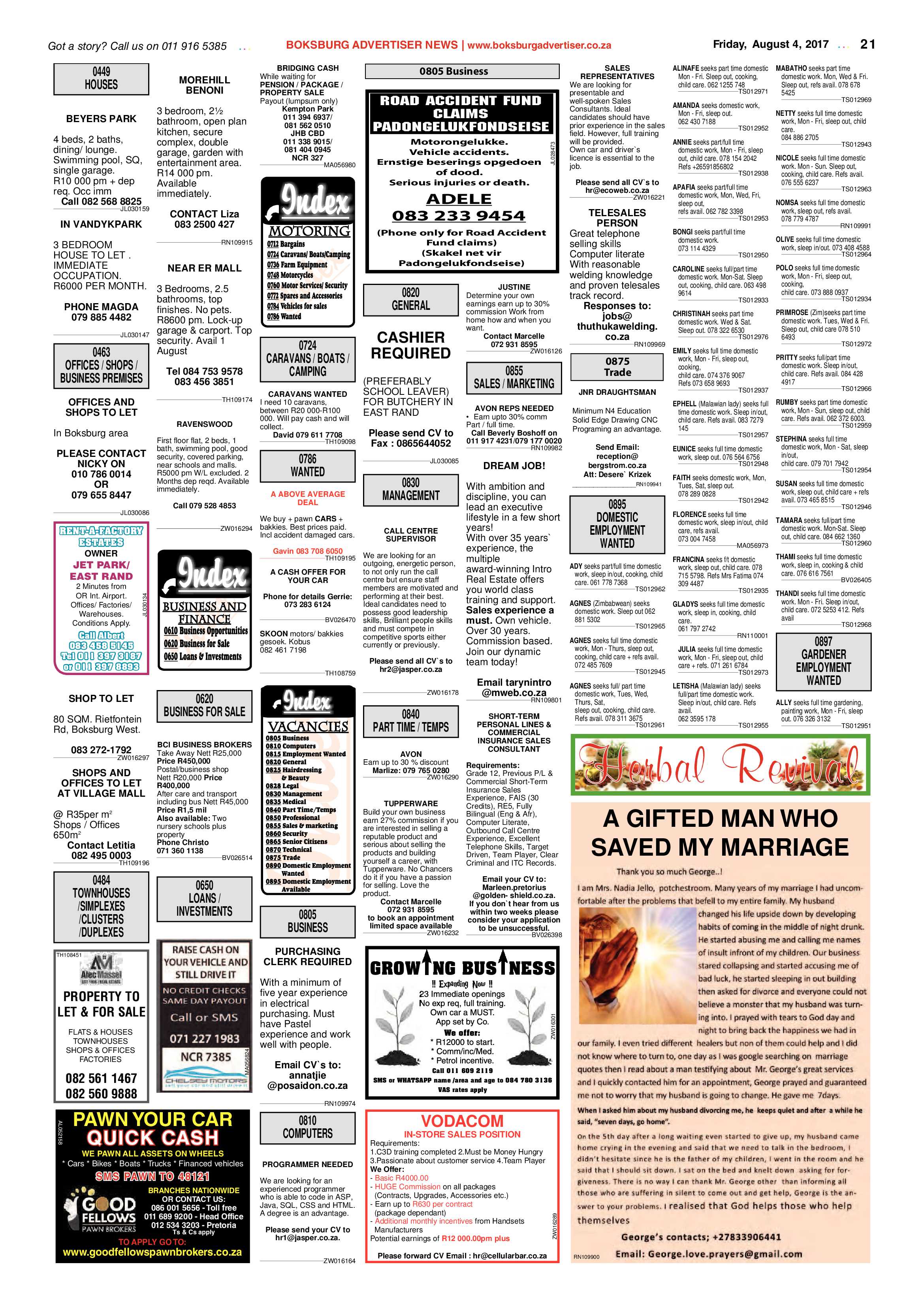 Boksburg Advertiser 01 August 2017 page 21