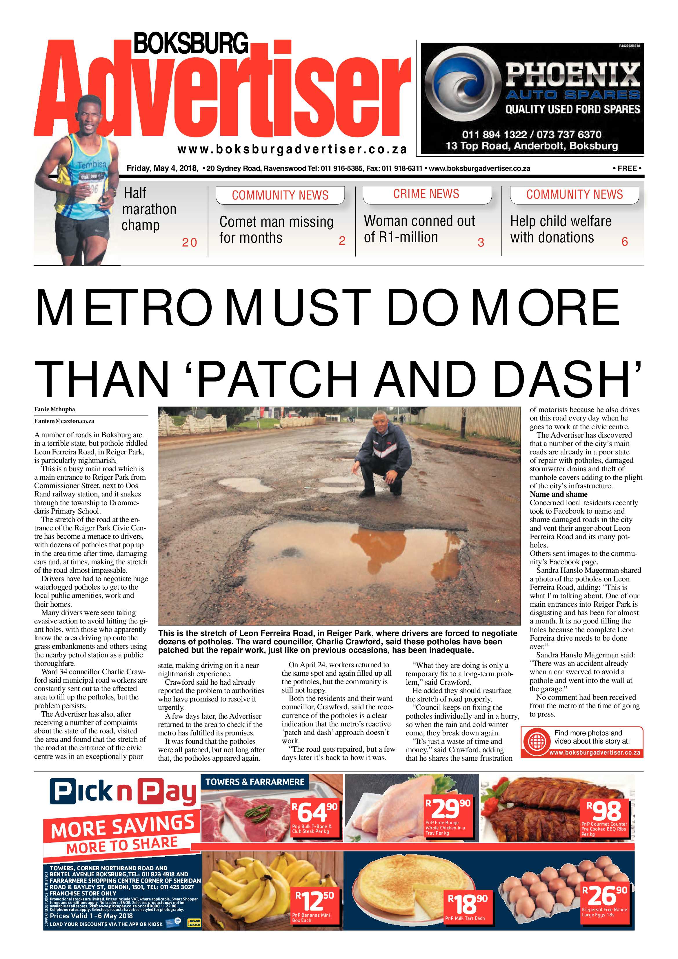 Boksburg Advertiser 01 May 2018 page 1