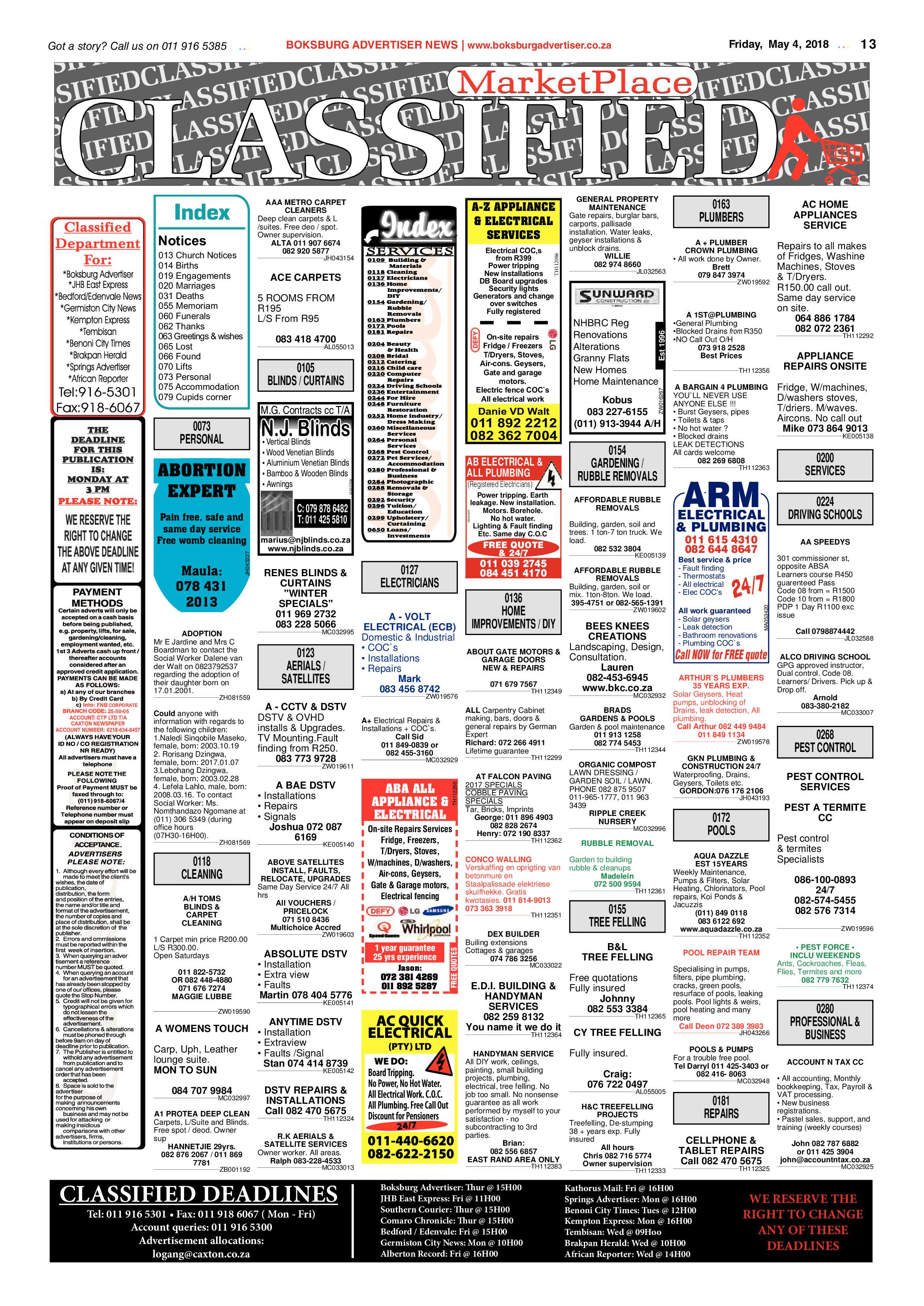 Boksburg Advertiser 01 May 2018 page 13