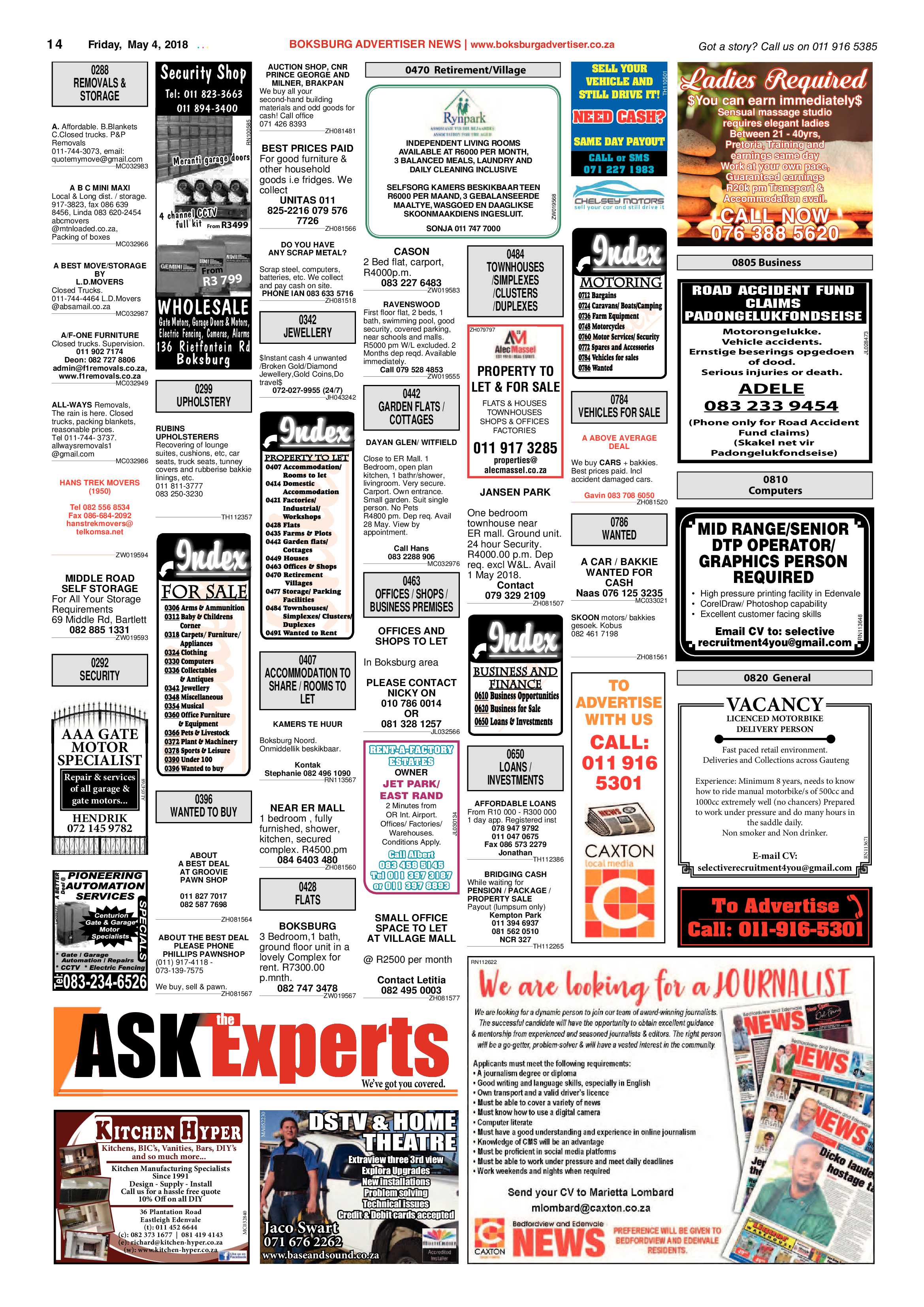 Boksburg Advertiser 01 May 2018 page 14