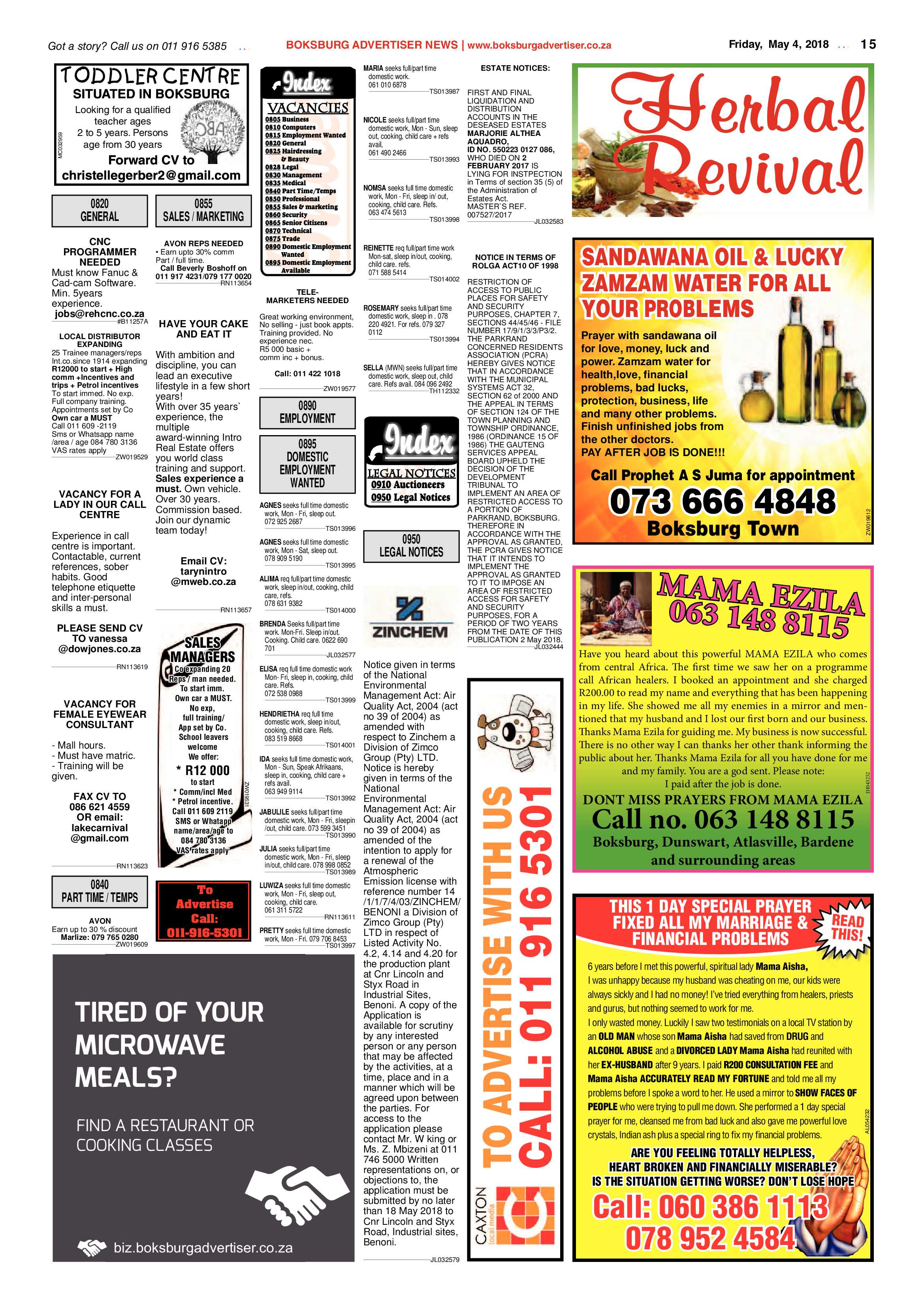 Boksburg Advertiser 01 May 2018 page 15