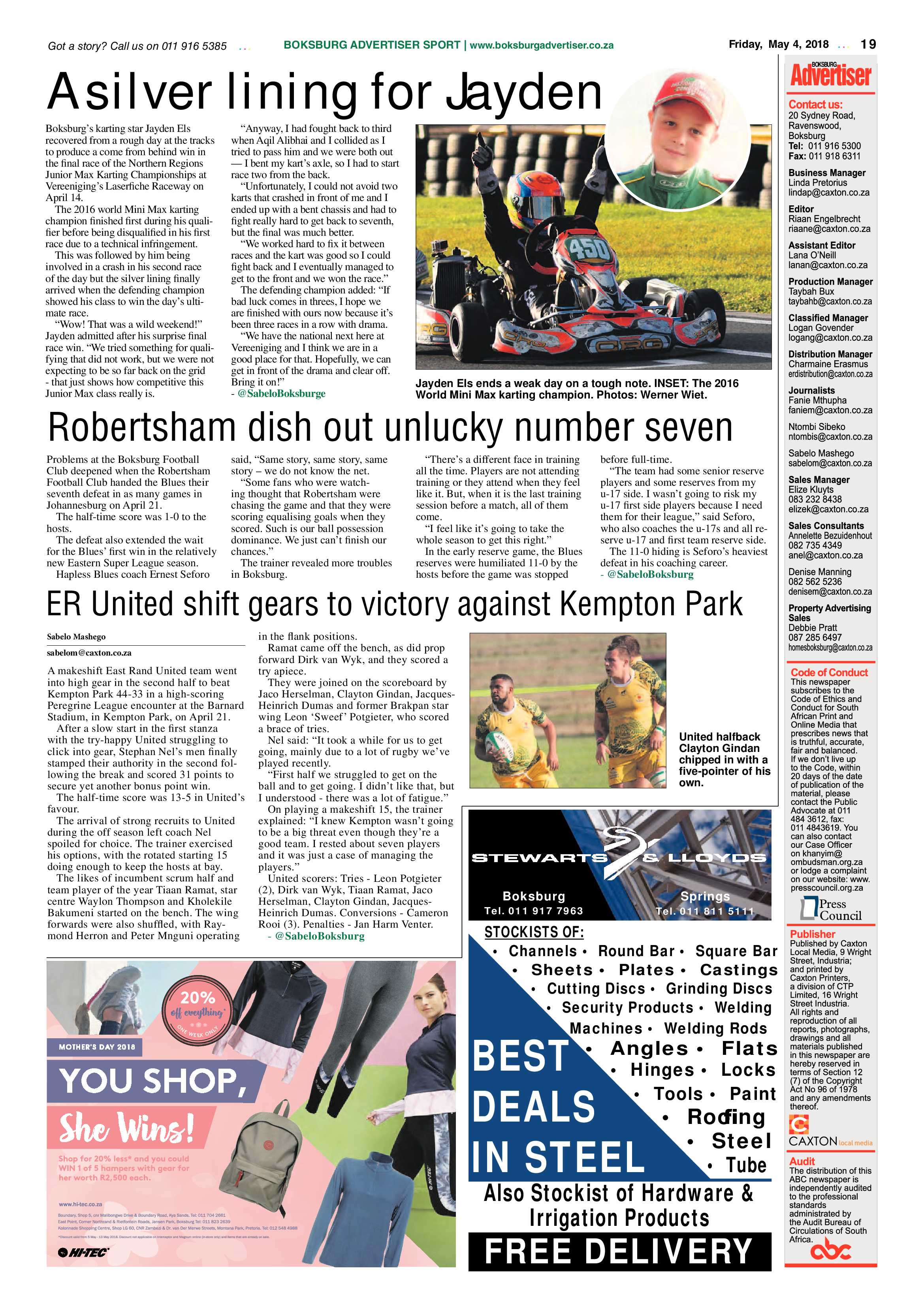 Boksburg Advertiser 01 May 2018 page 19