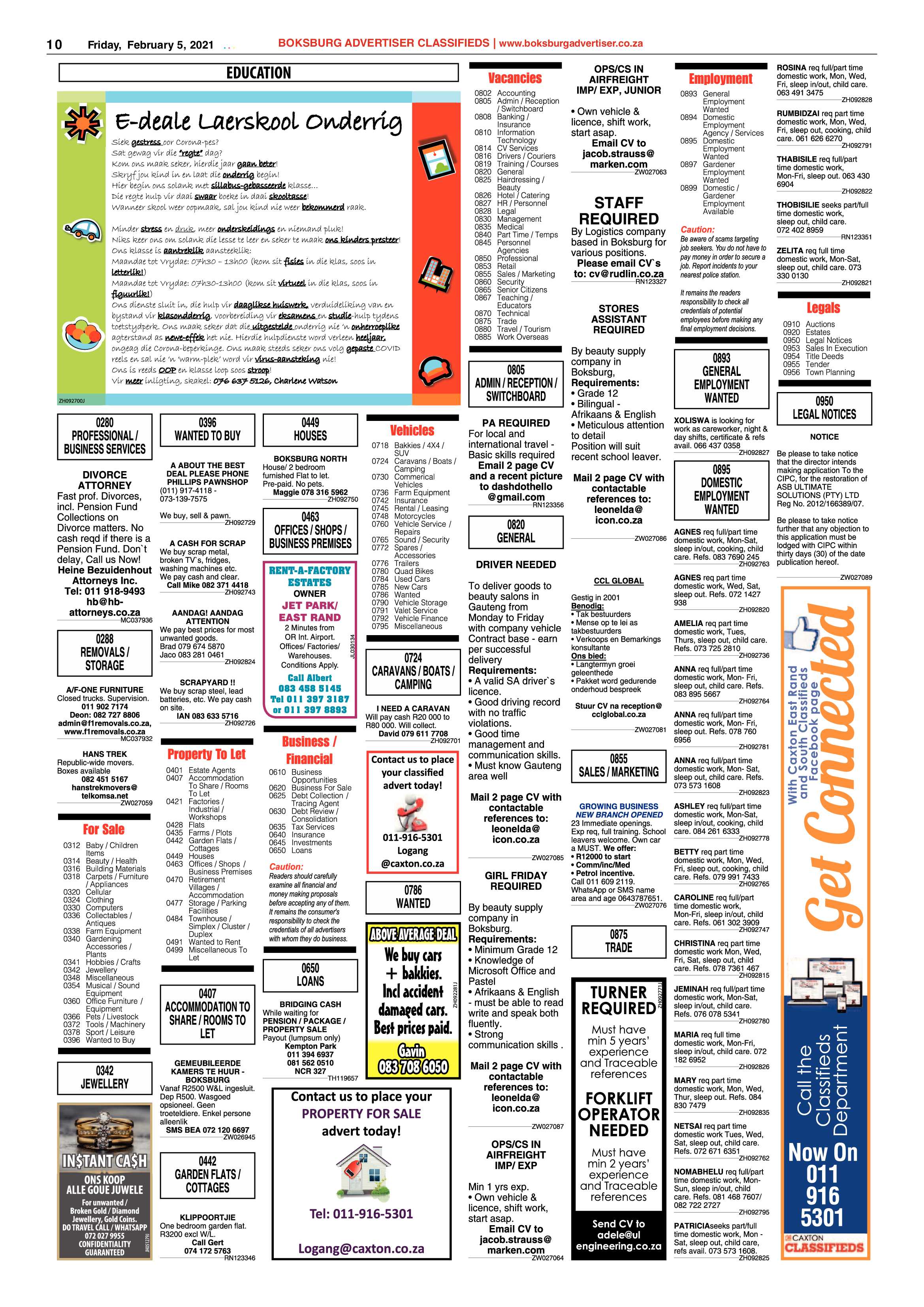 Boksburg Advertiser 02February 2021 page 10