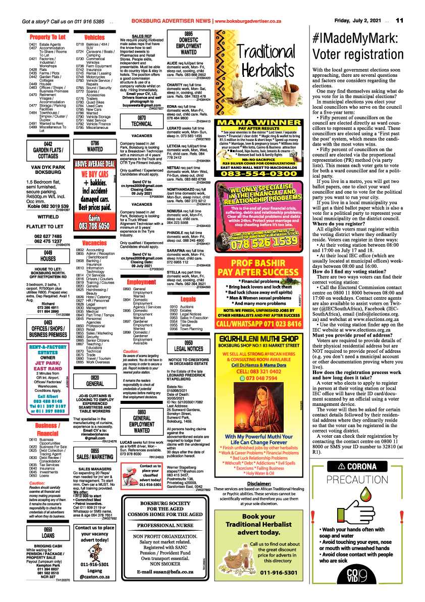 Boksburg Advertiser 02 July 2021 page 11