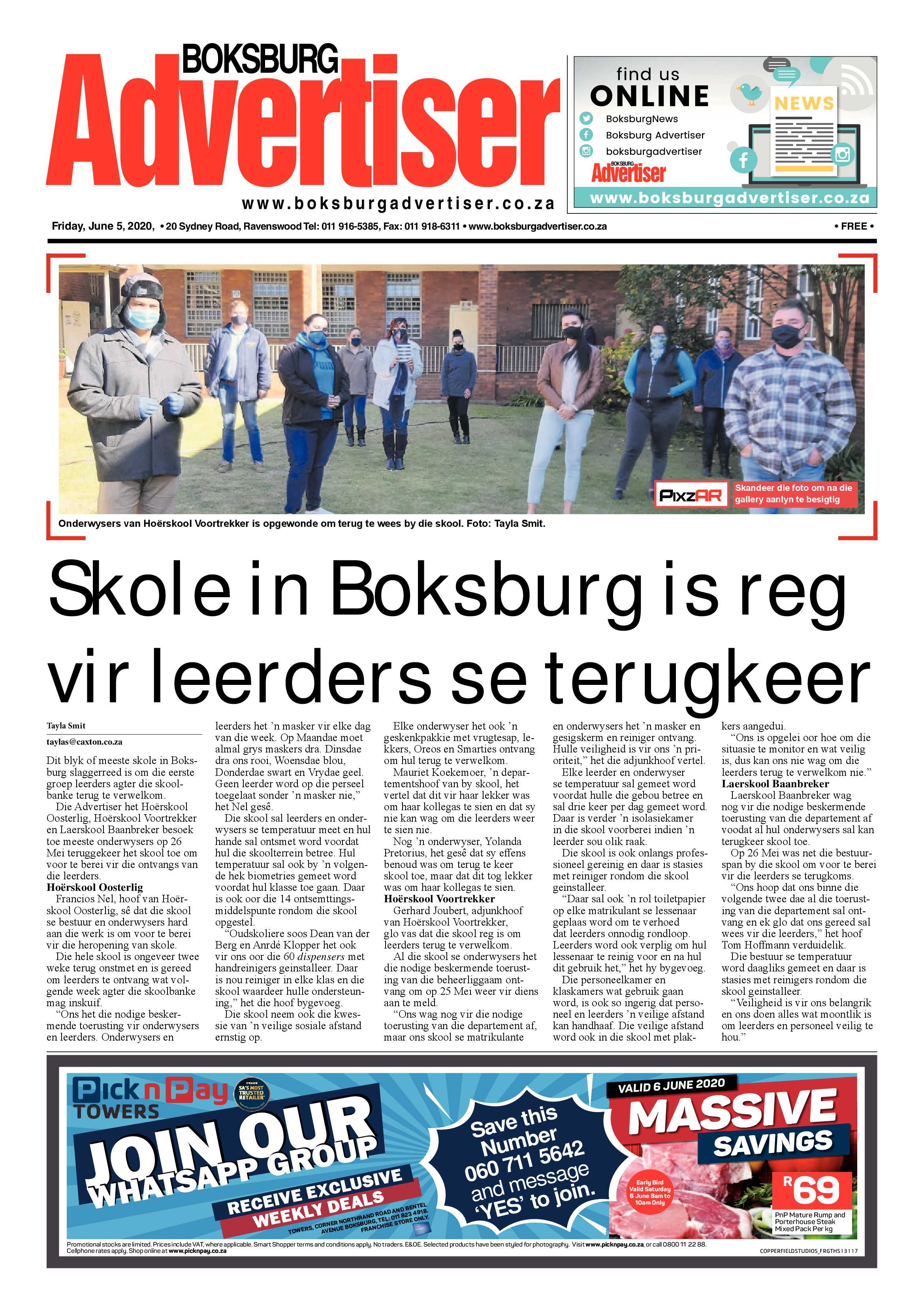 Boksburg Advertiser 02 June 2020 page 1