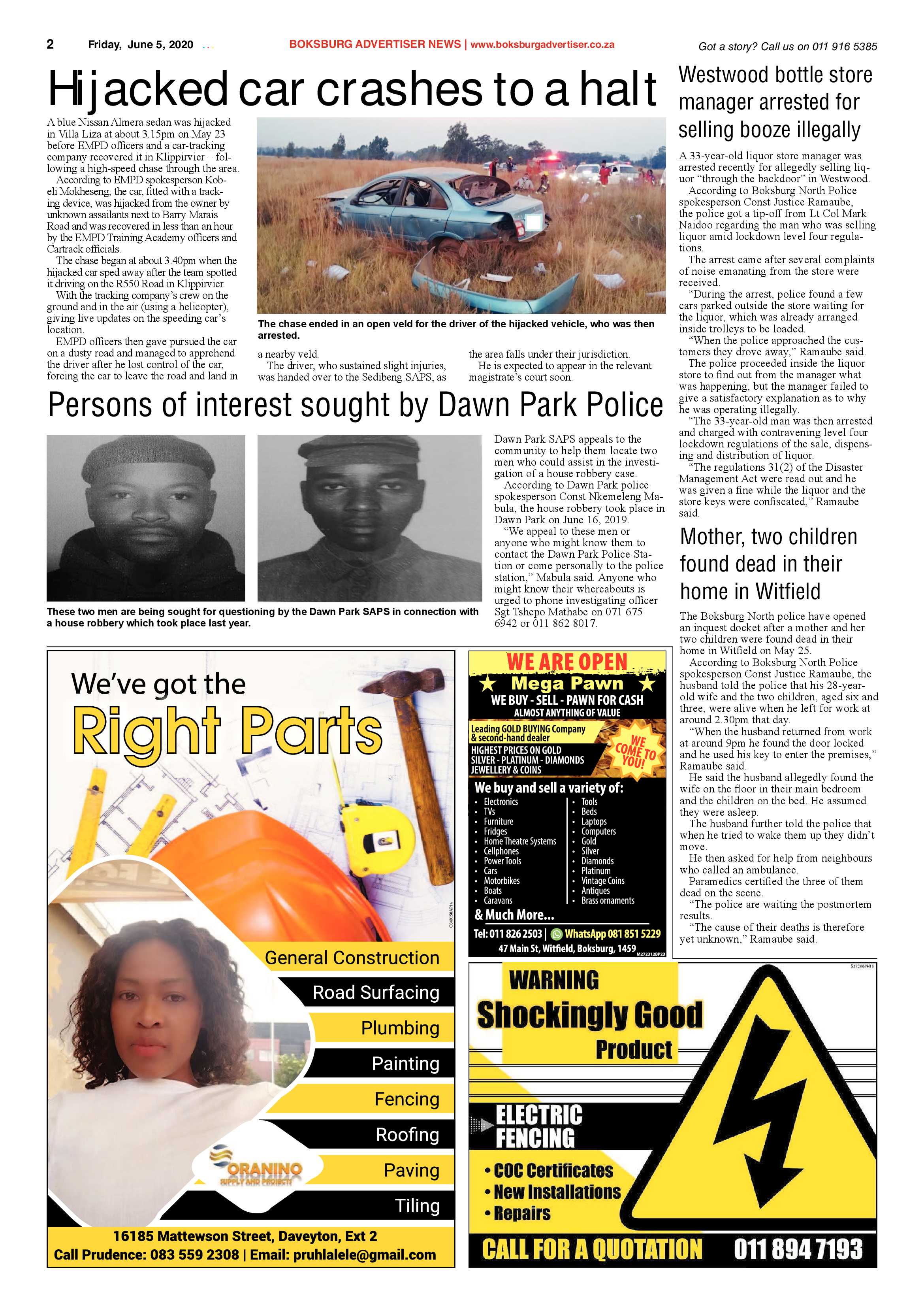 Boksburg Advertiser 02 June 2020 page 2