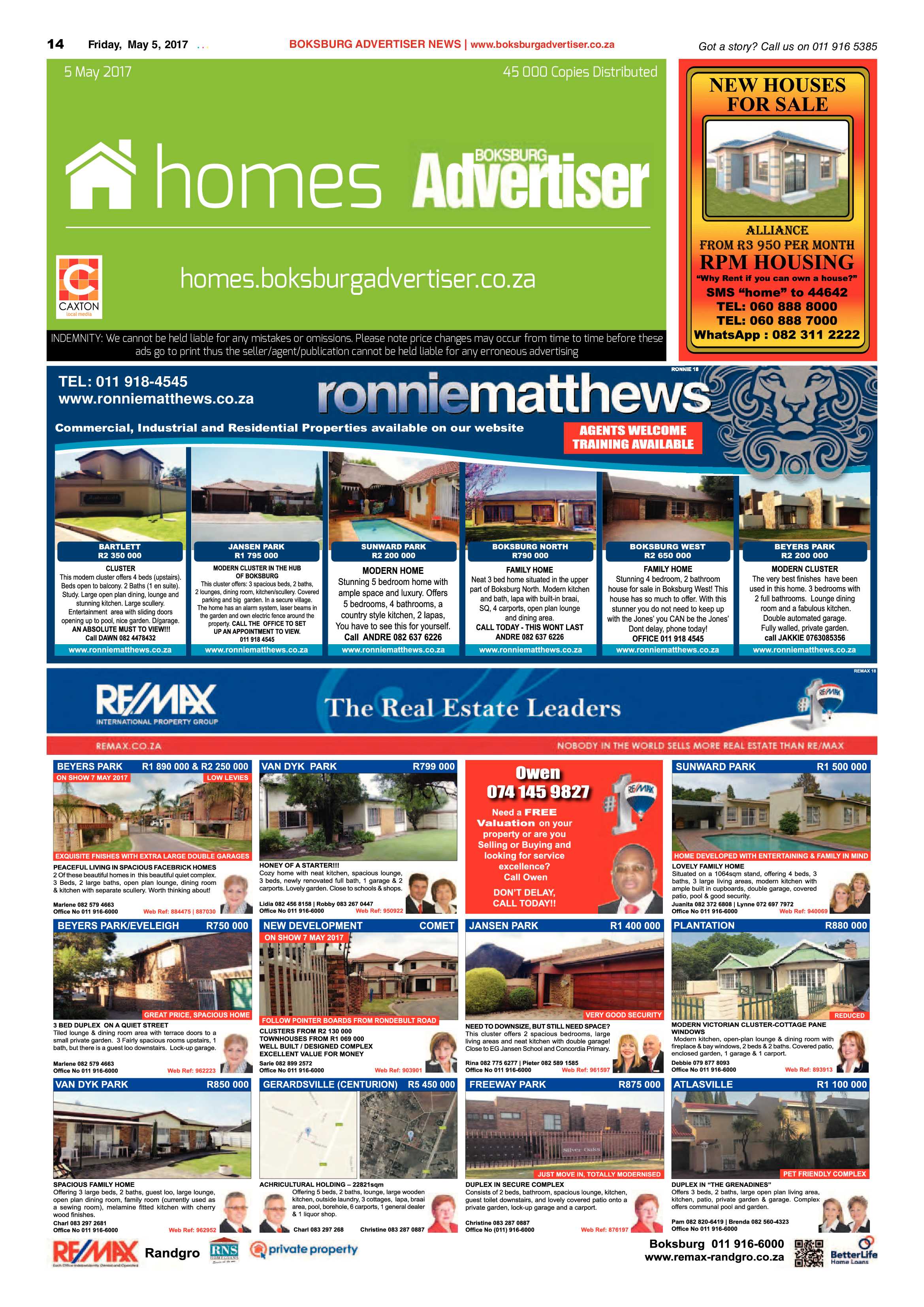 Boksburg Advertiser 02 May 2017 page 14