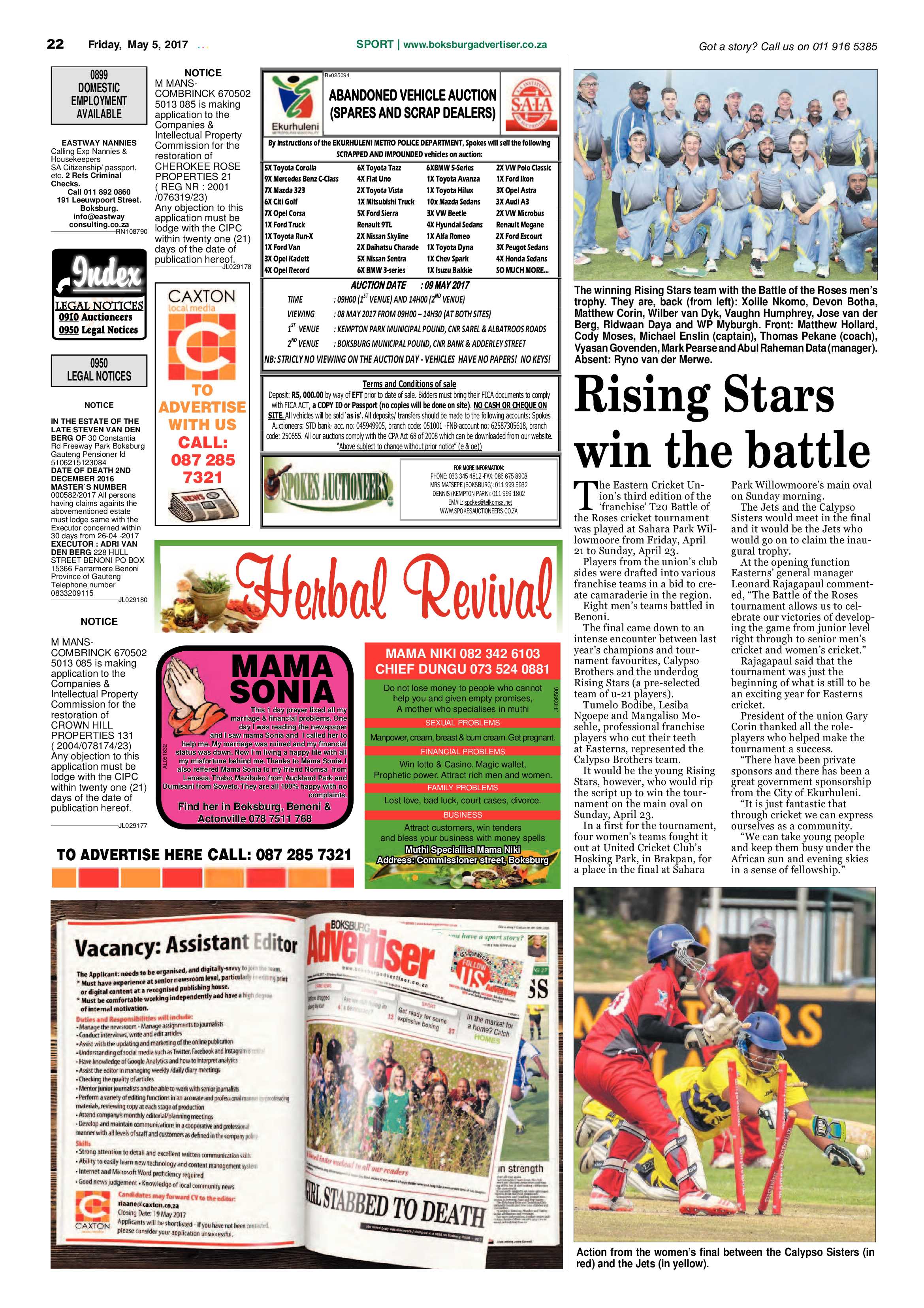 Boksburg Advertiser 02 May 2017 page 22