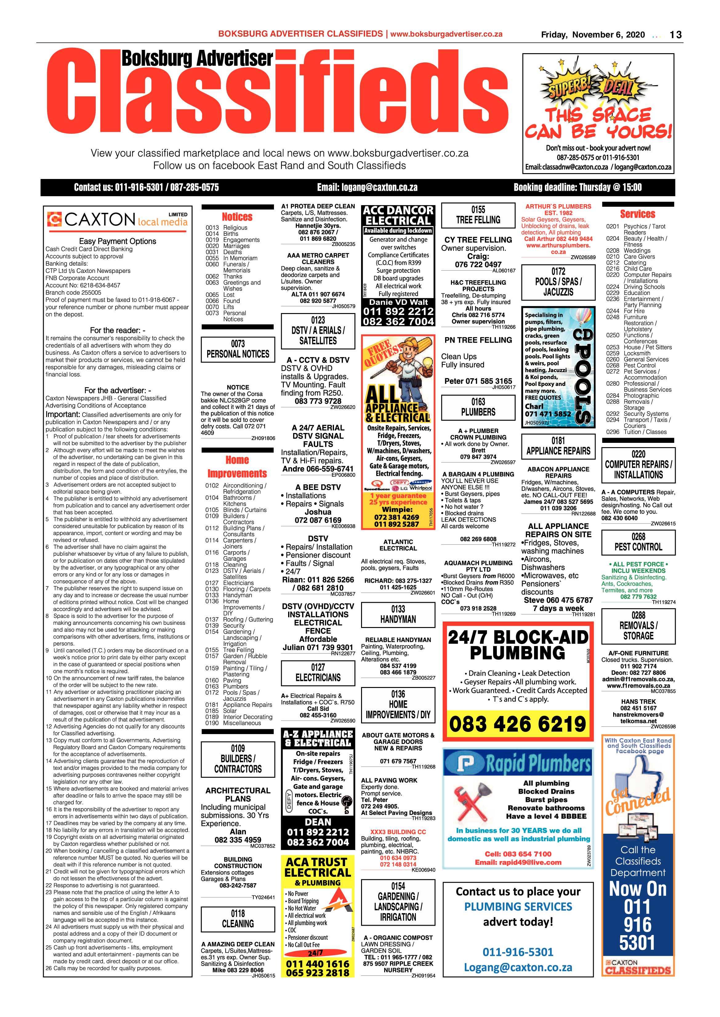 Boksburg Advertiser 02 November  2020 page 13
