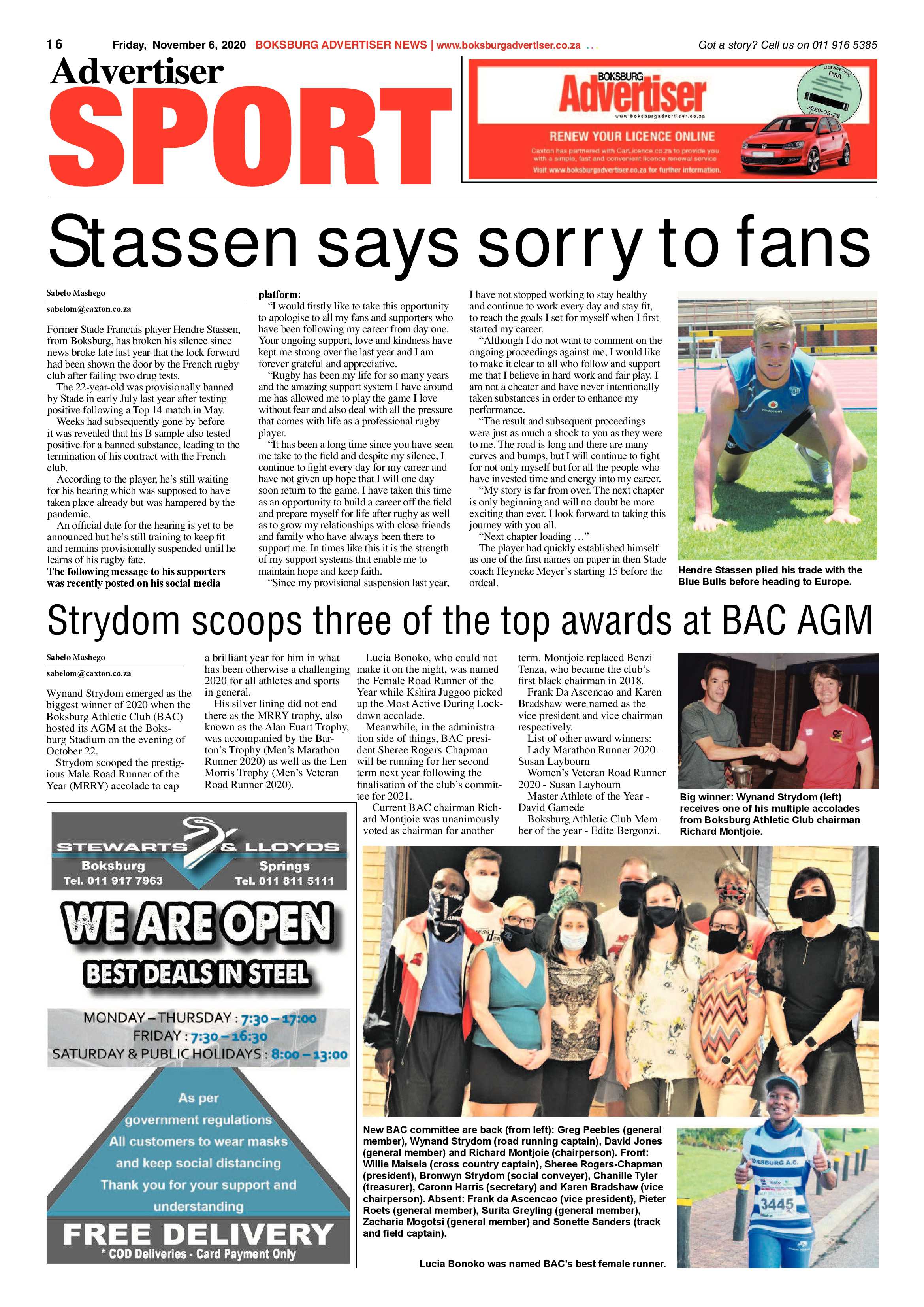 Boksburg Advertiser 02 November  2020 page 16