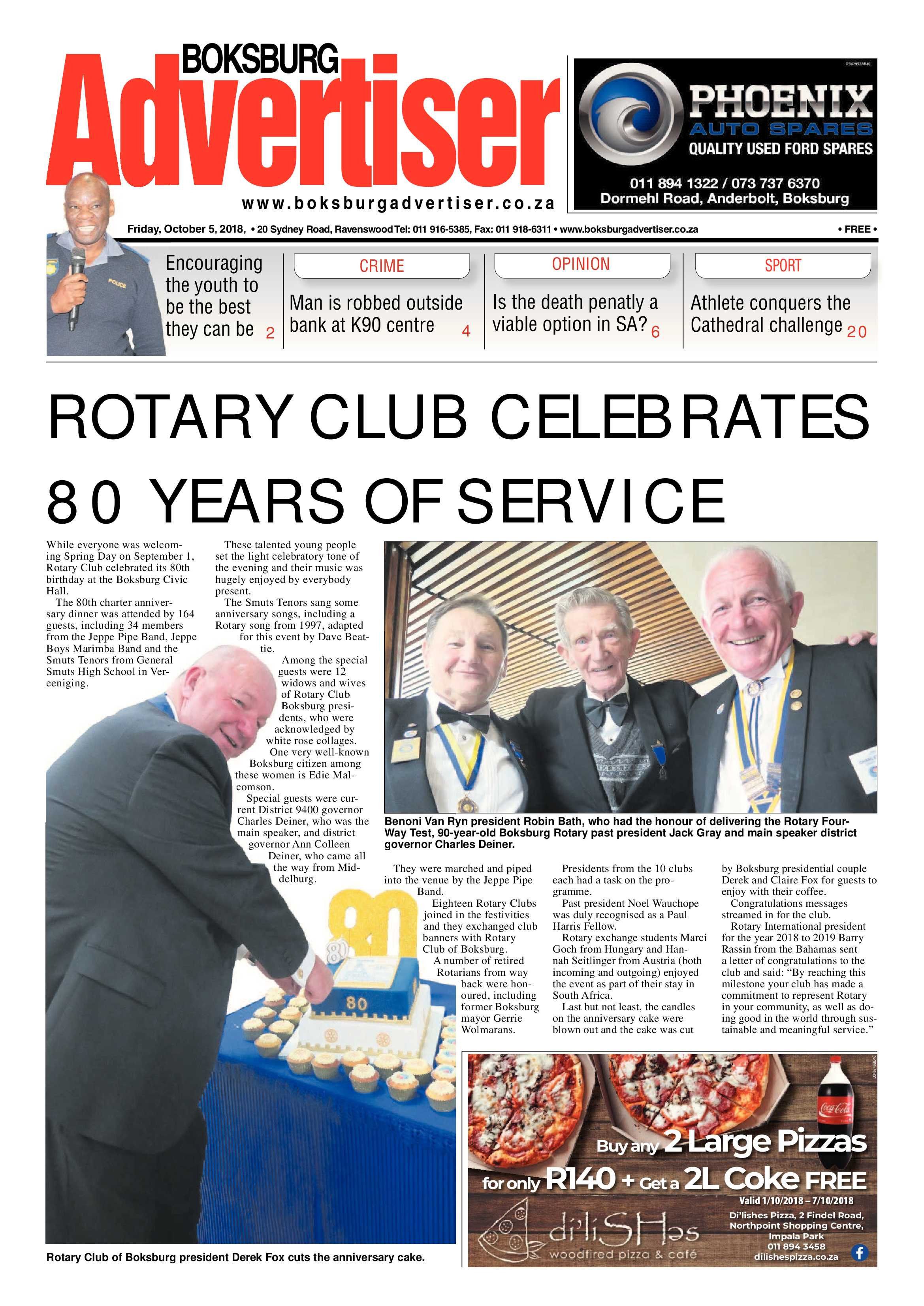 Boksburg Advertiser 02 October 2018 page 1