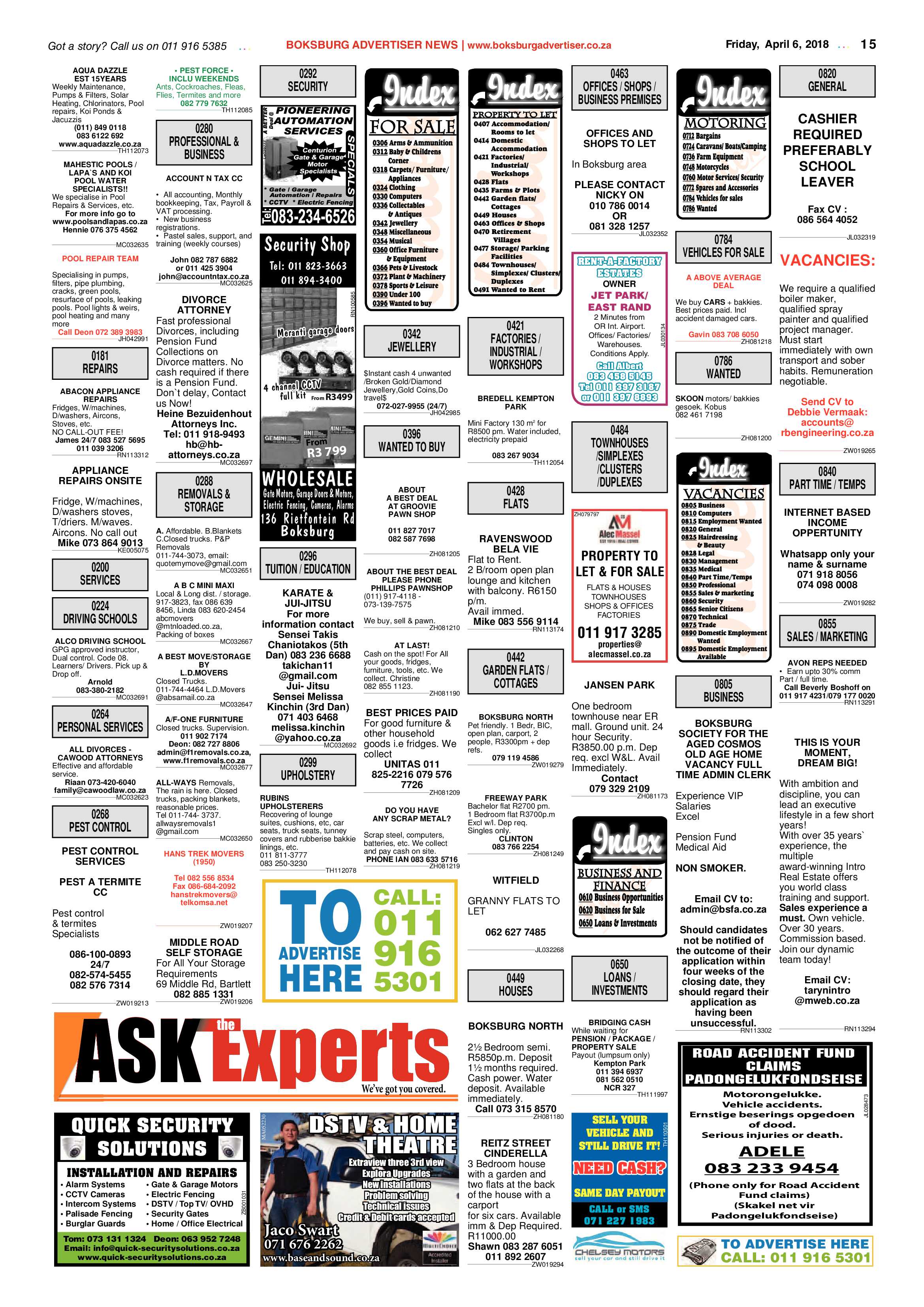 Boksburg Advertiser 03 April 2018 page 15