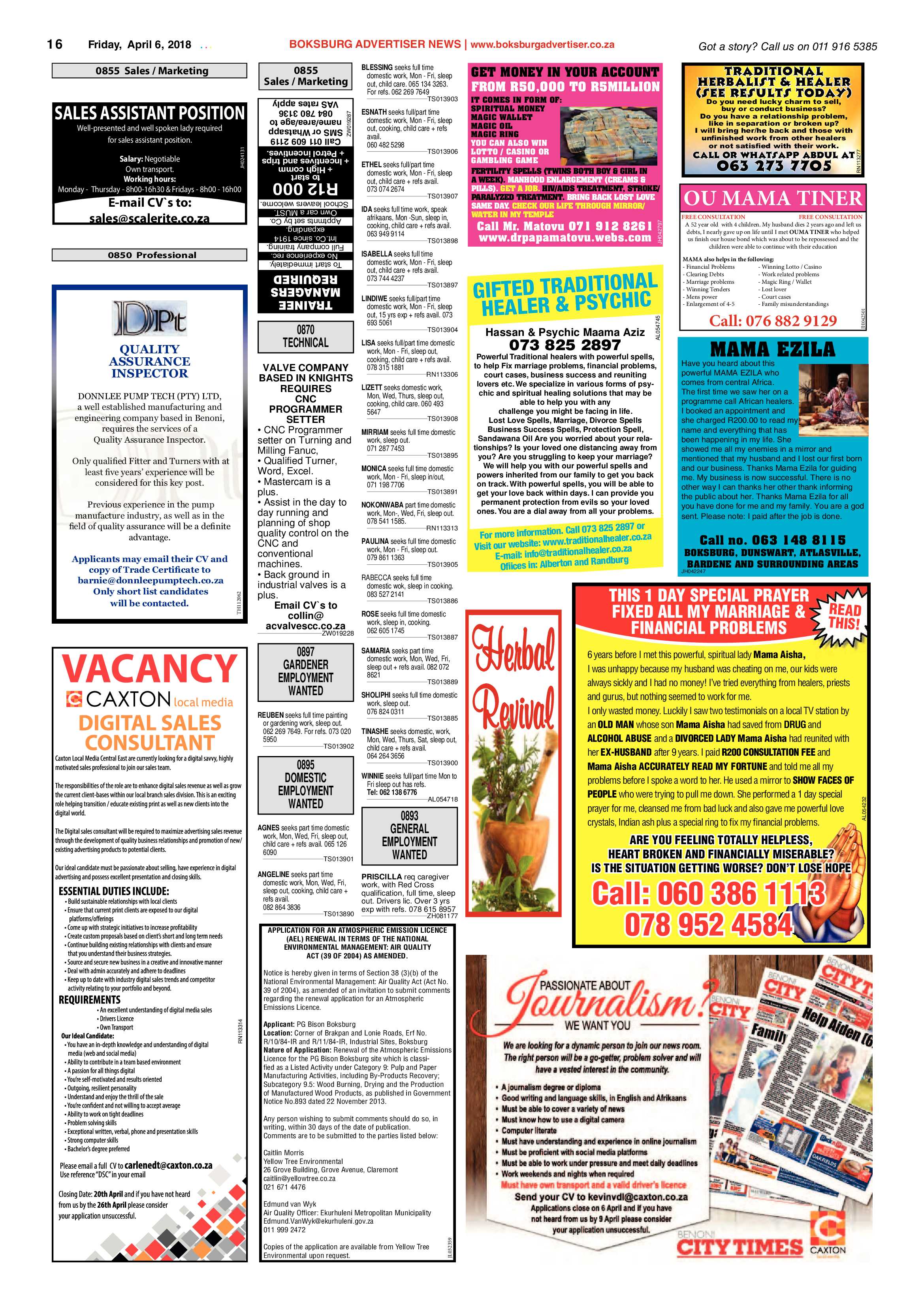 Boksburg Advertiser 03 April 2018 page 16