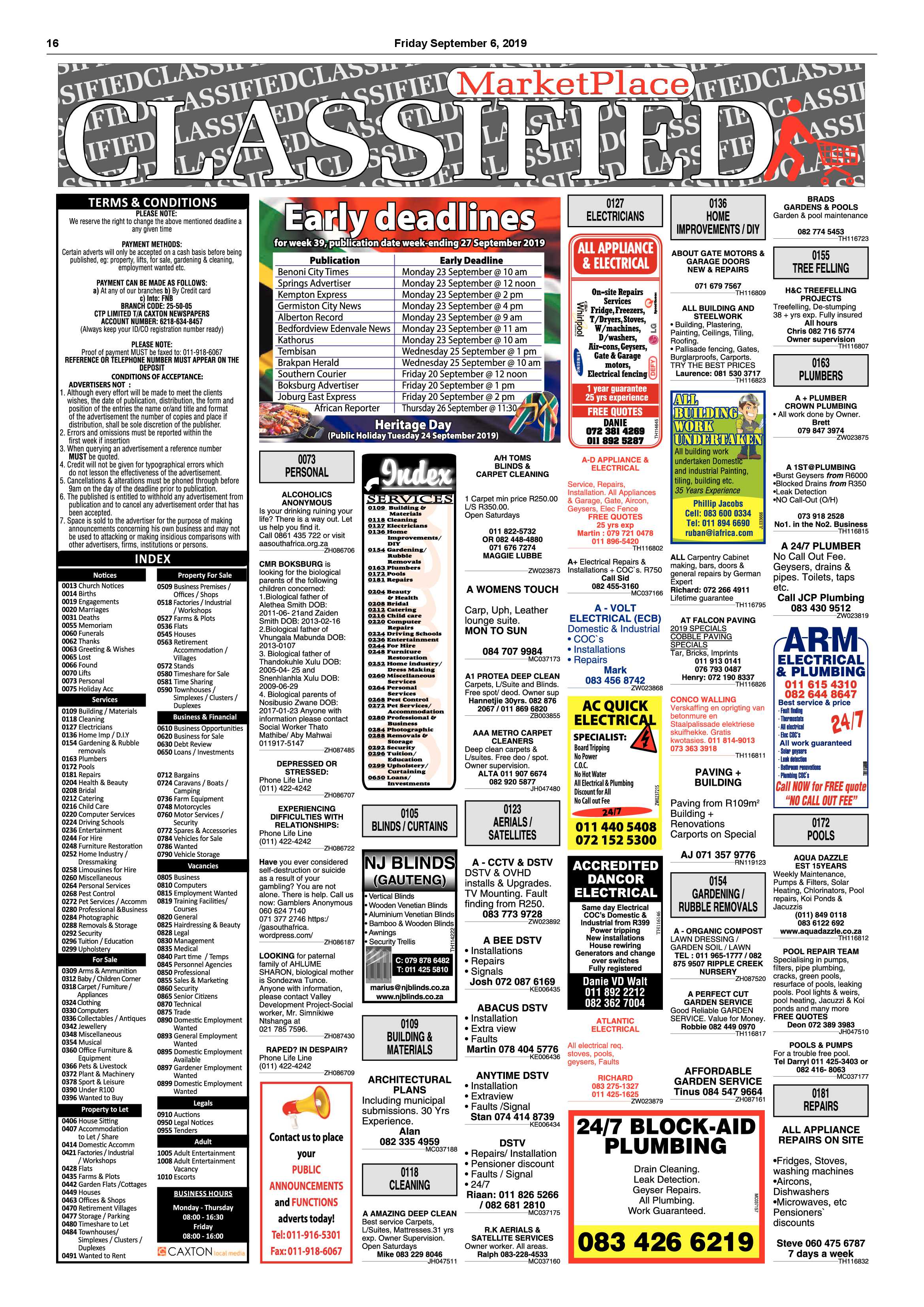 Boksburg Advertiser 03 September 2019 page 16