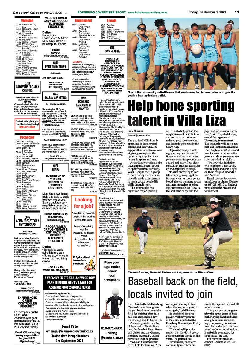 Boksburg Advertiser 03 September 2021 page 13