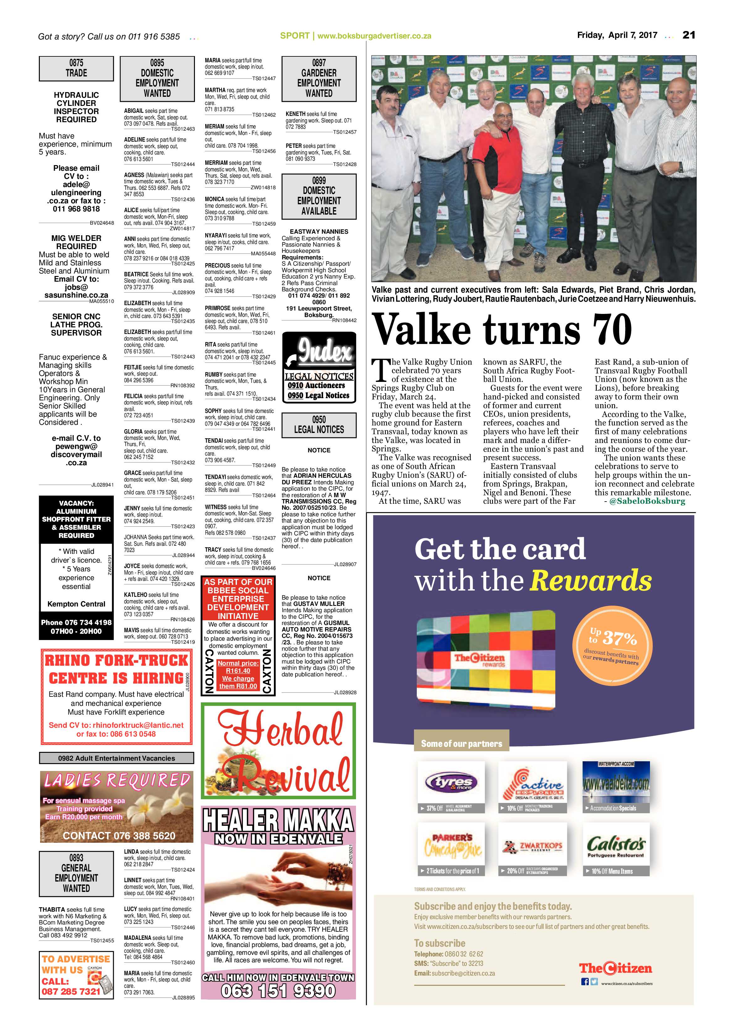 Boksburg Advertiser 04 April 2017 page 21