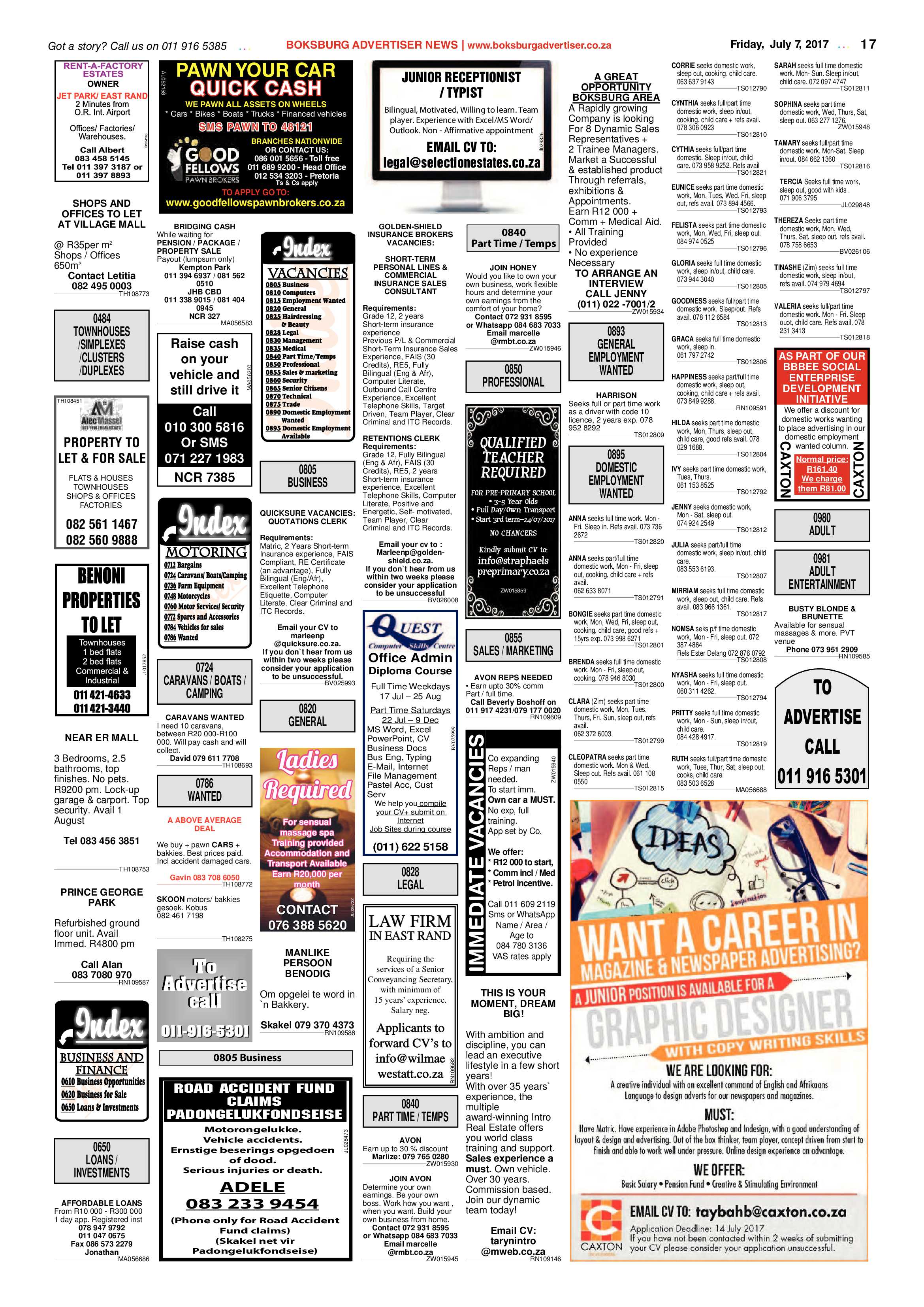 Boksburg Advertiser 04 July 2017 page 17