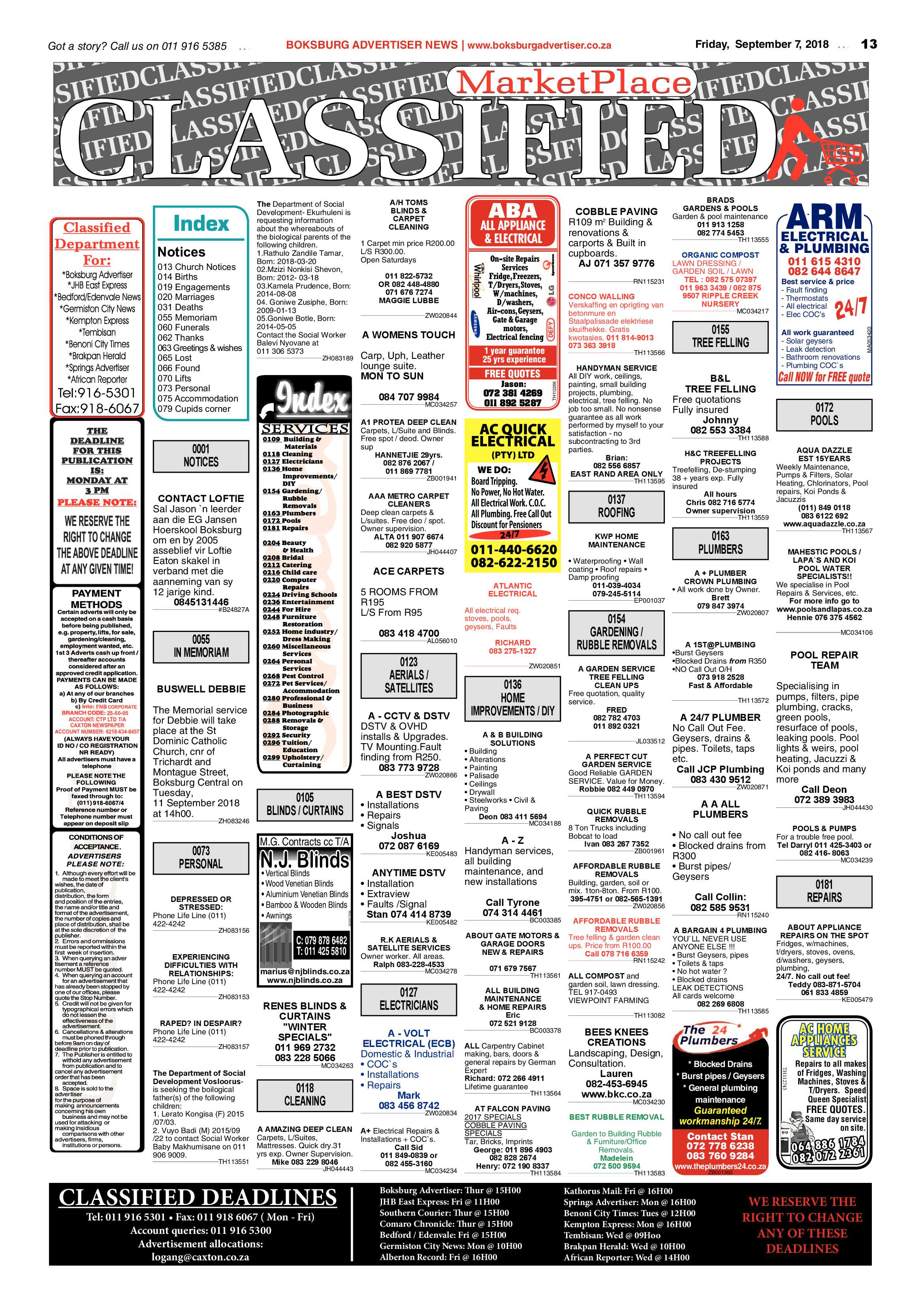 Boksburg Advertiser 04 September 2018 page 13
