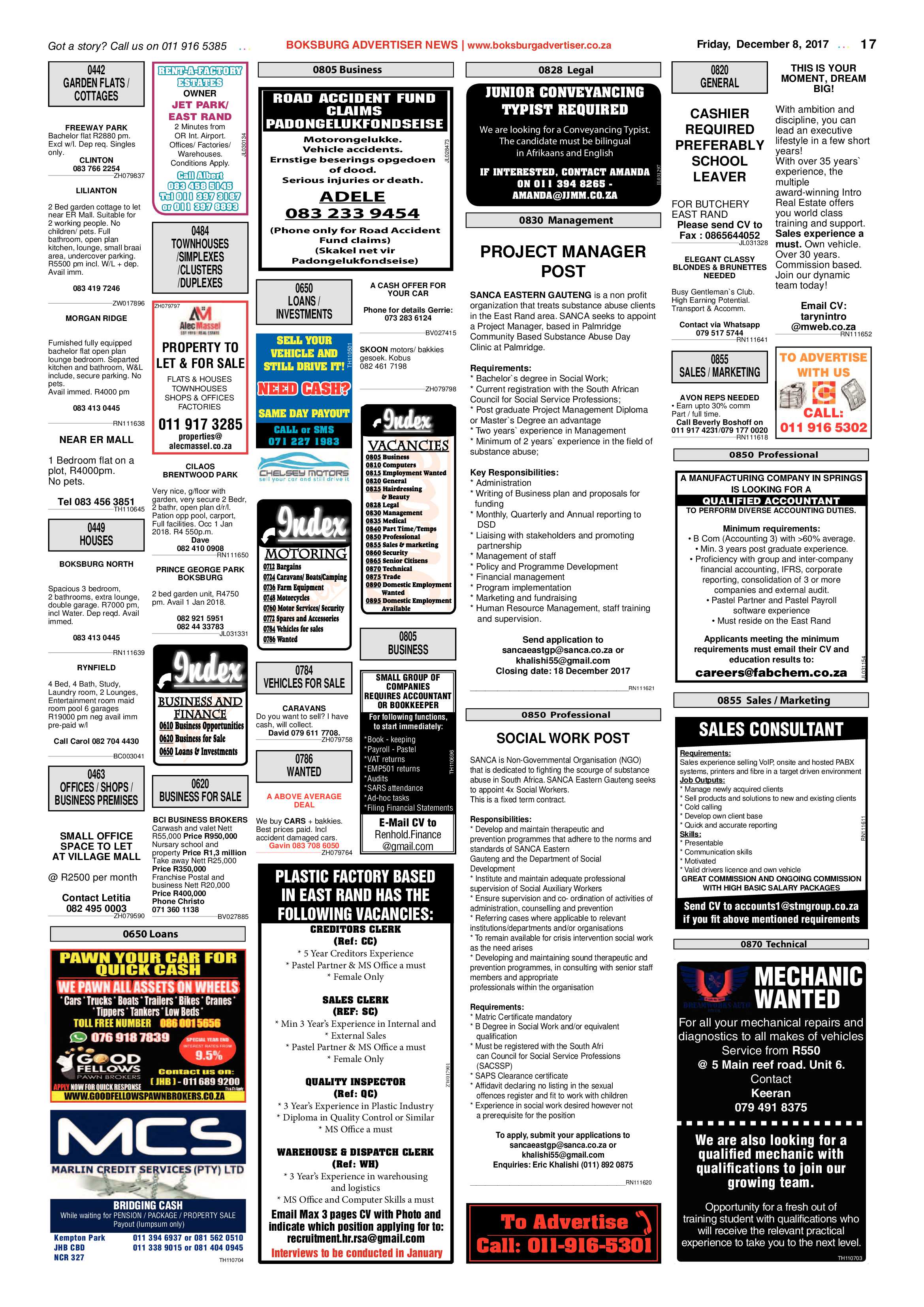 Boksburg Advertiser 05 December 2017 page 17