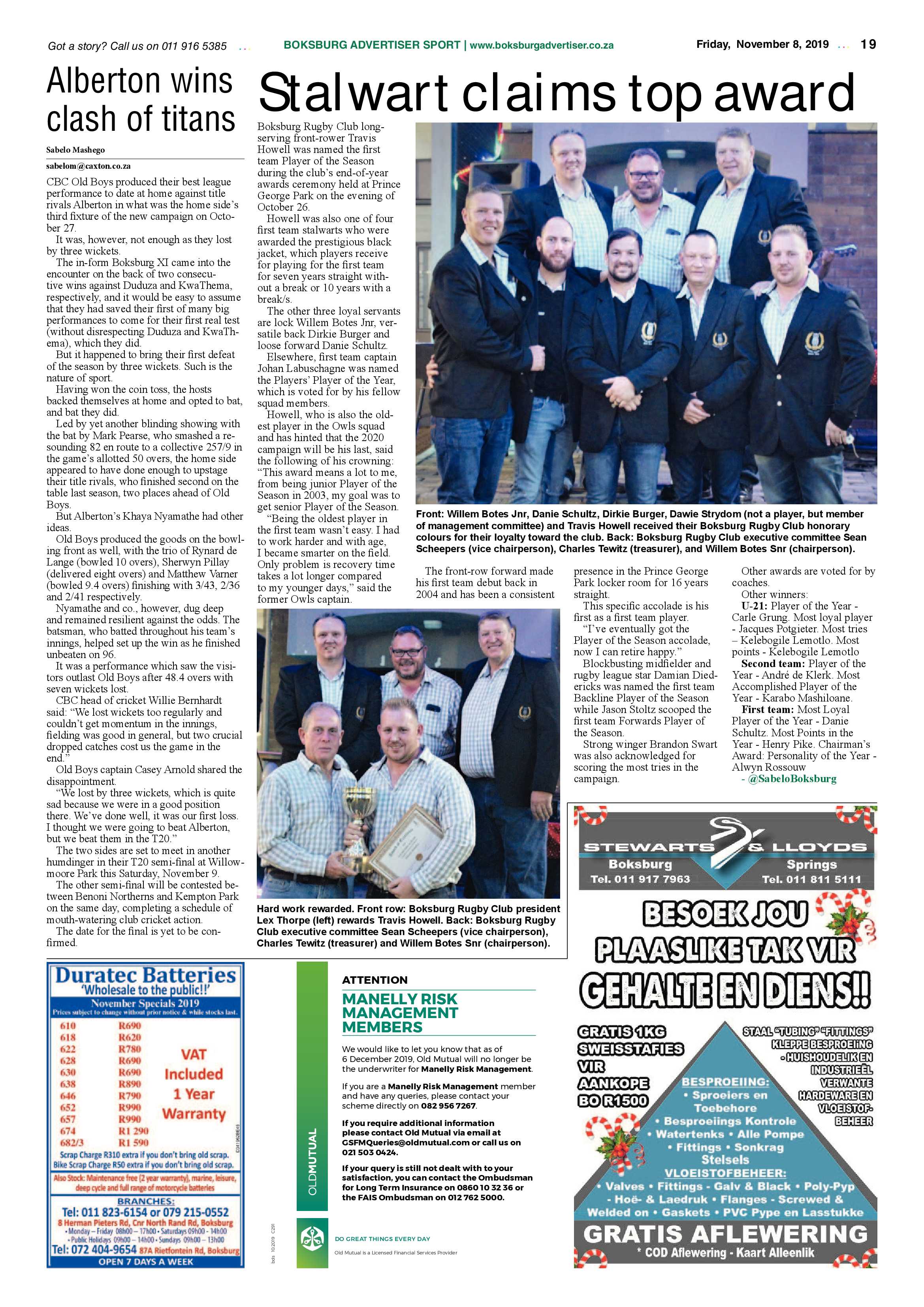 Boksburg Advertiser 05 November 2019 page 19