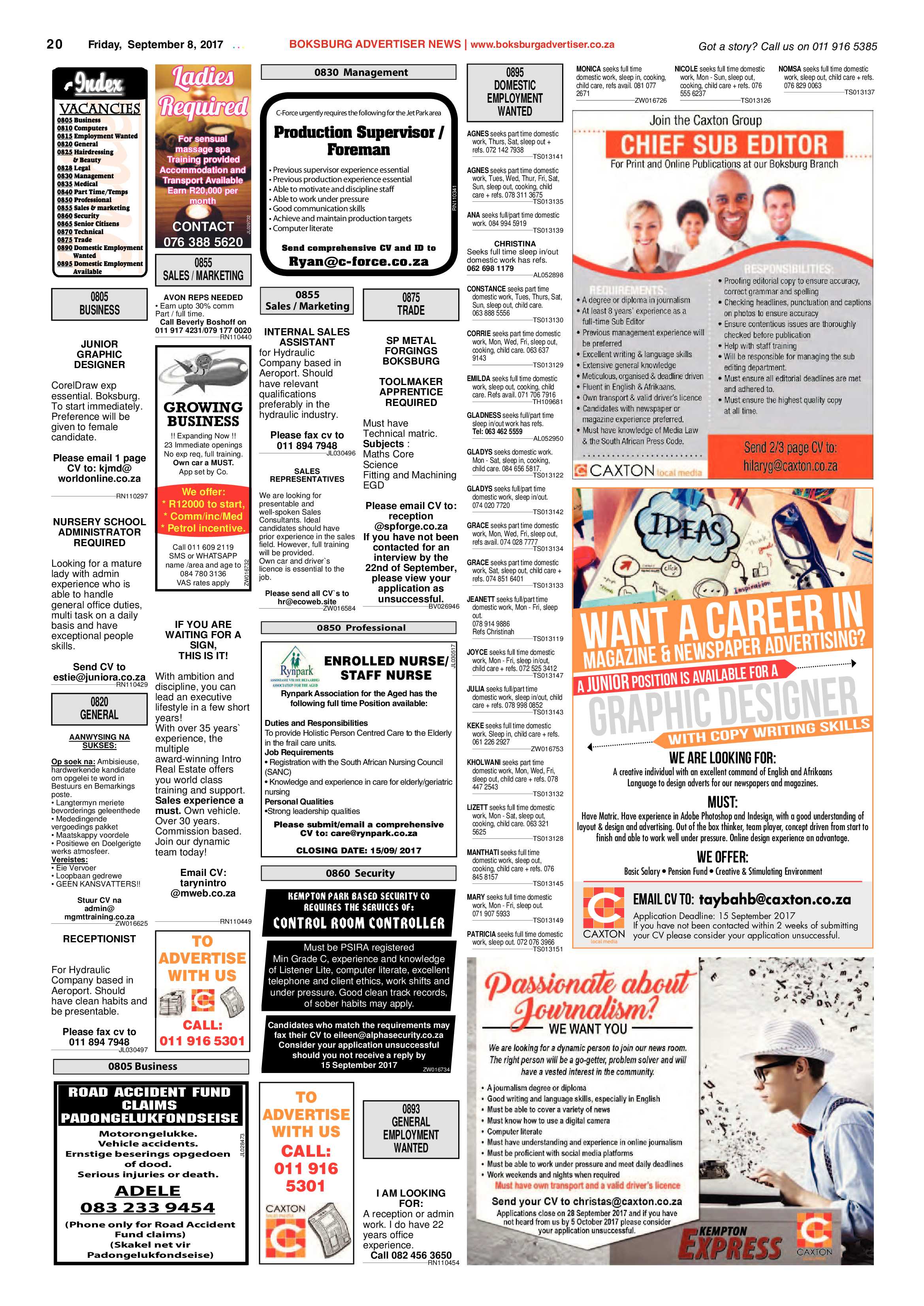 Boksburg Advertiser 05 September 2017 page 20