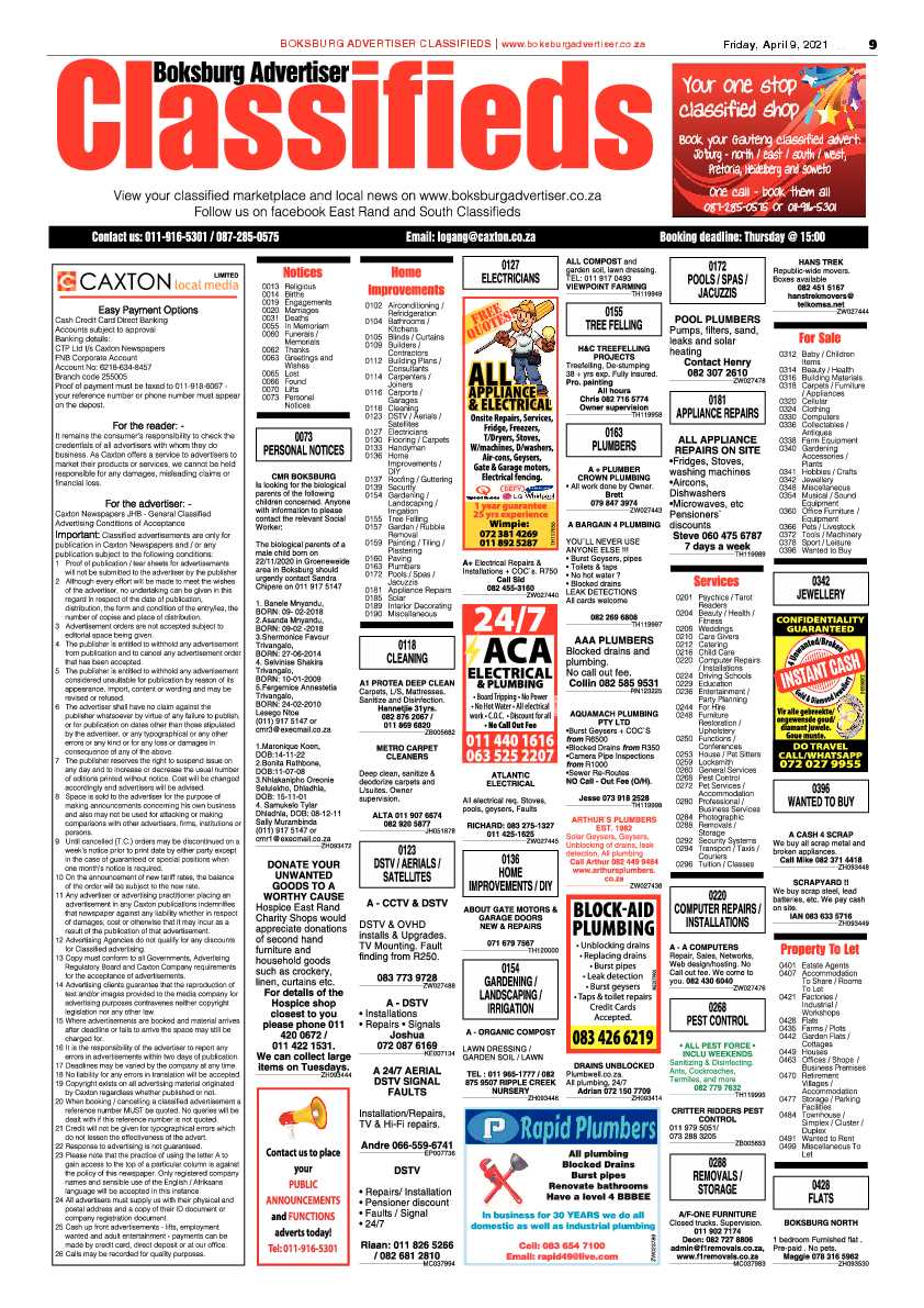 Boksburg Advertiser  06 April 2021 page 9