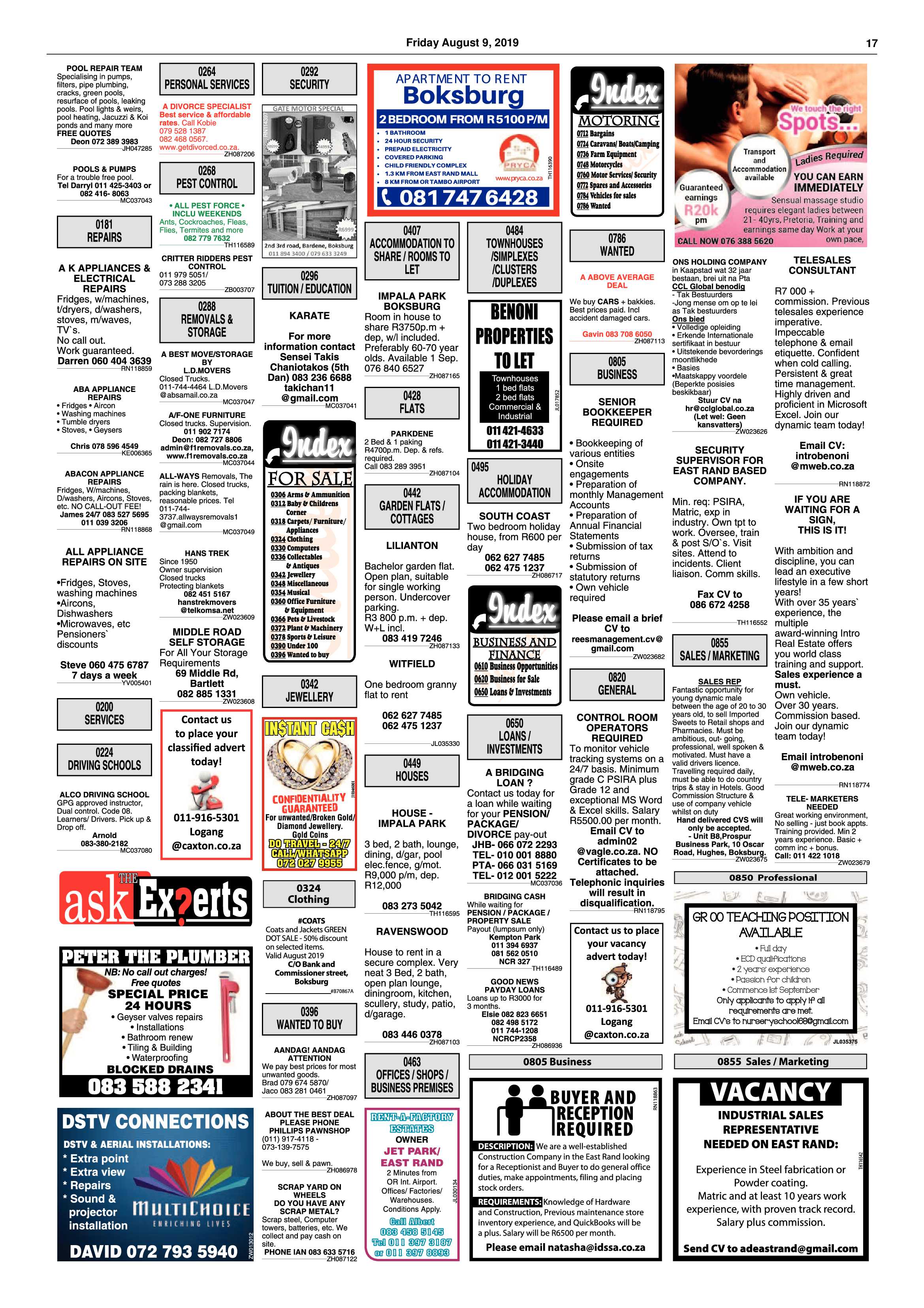Boksburg Advertiser 06 August 2019 page 17