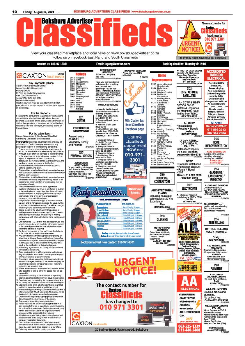 Boksburg Advertiser 06 August 2021 page 12