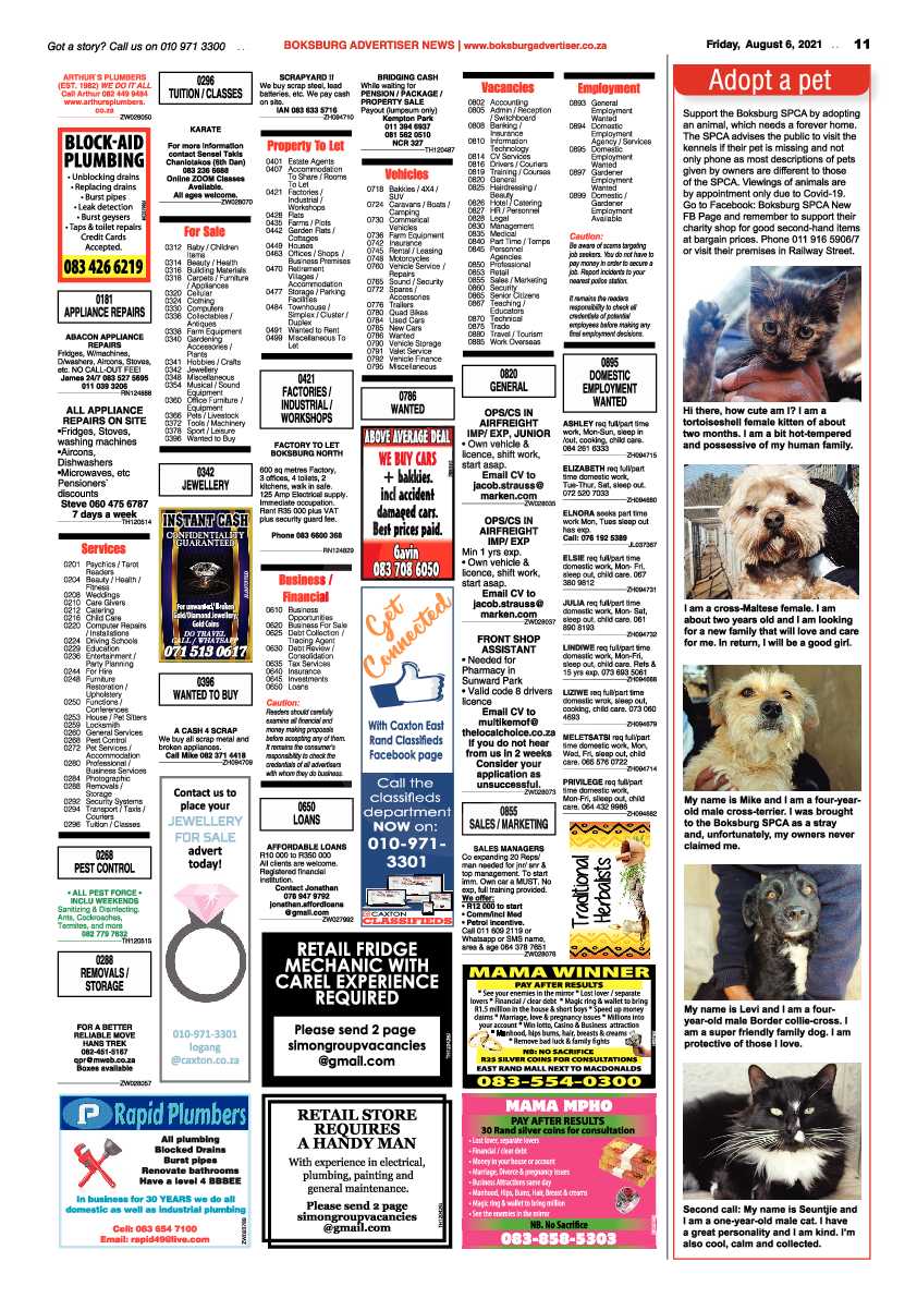Boksburg Advertiser 06 August 2021 page 13