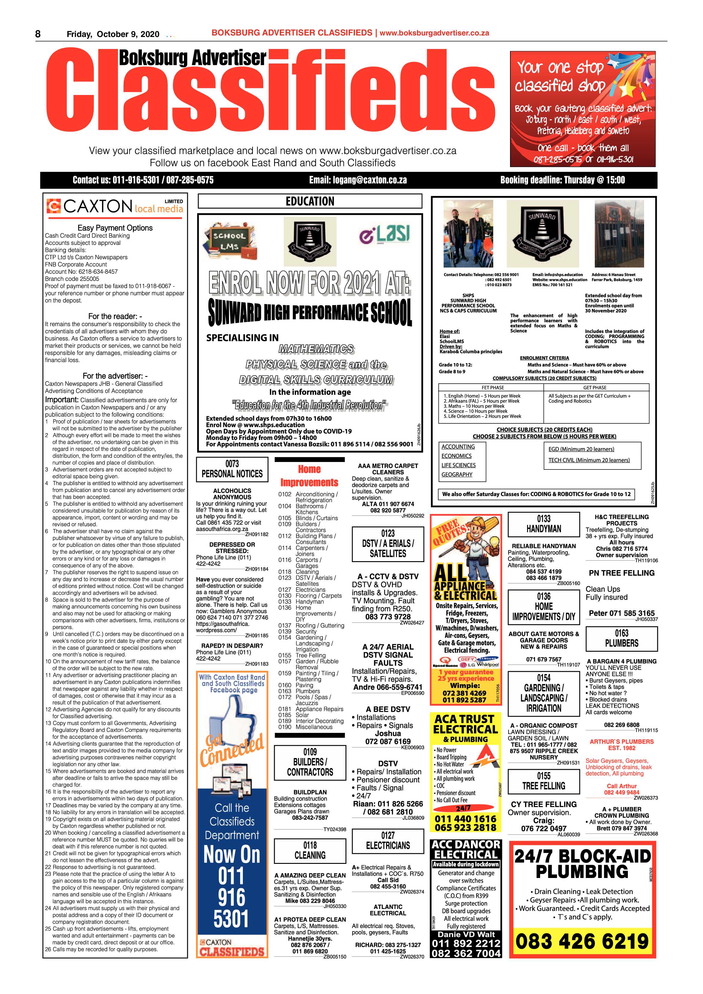 Boksburg Advertiser 06 October  2020 page 8