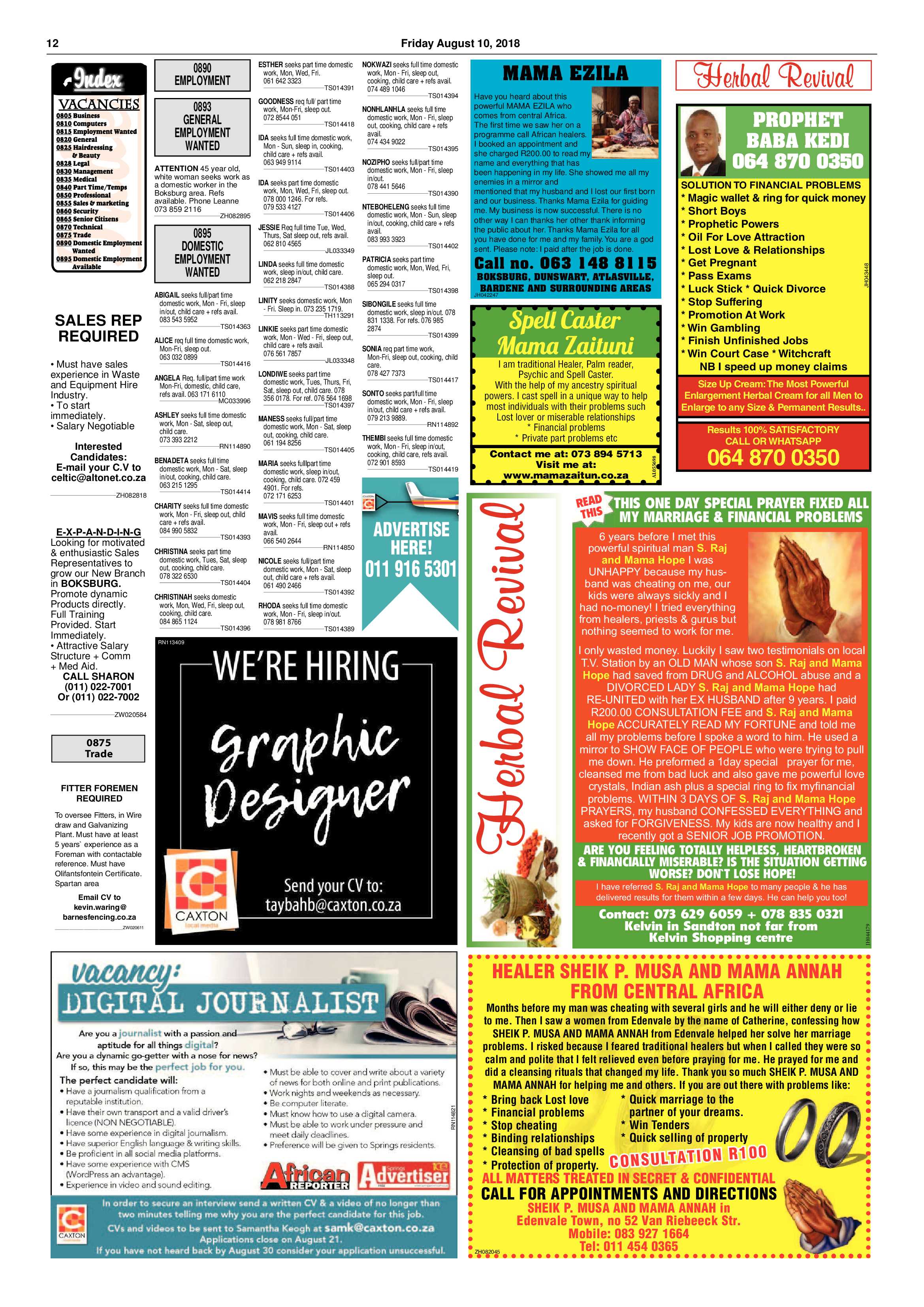 Boksburg Advertiser 07 August 2018 page 12