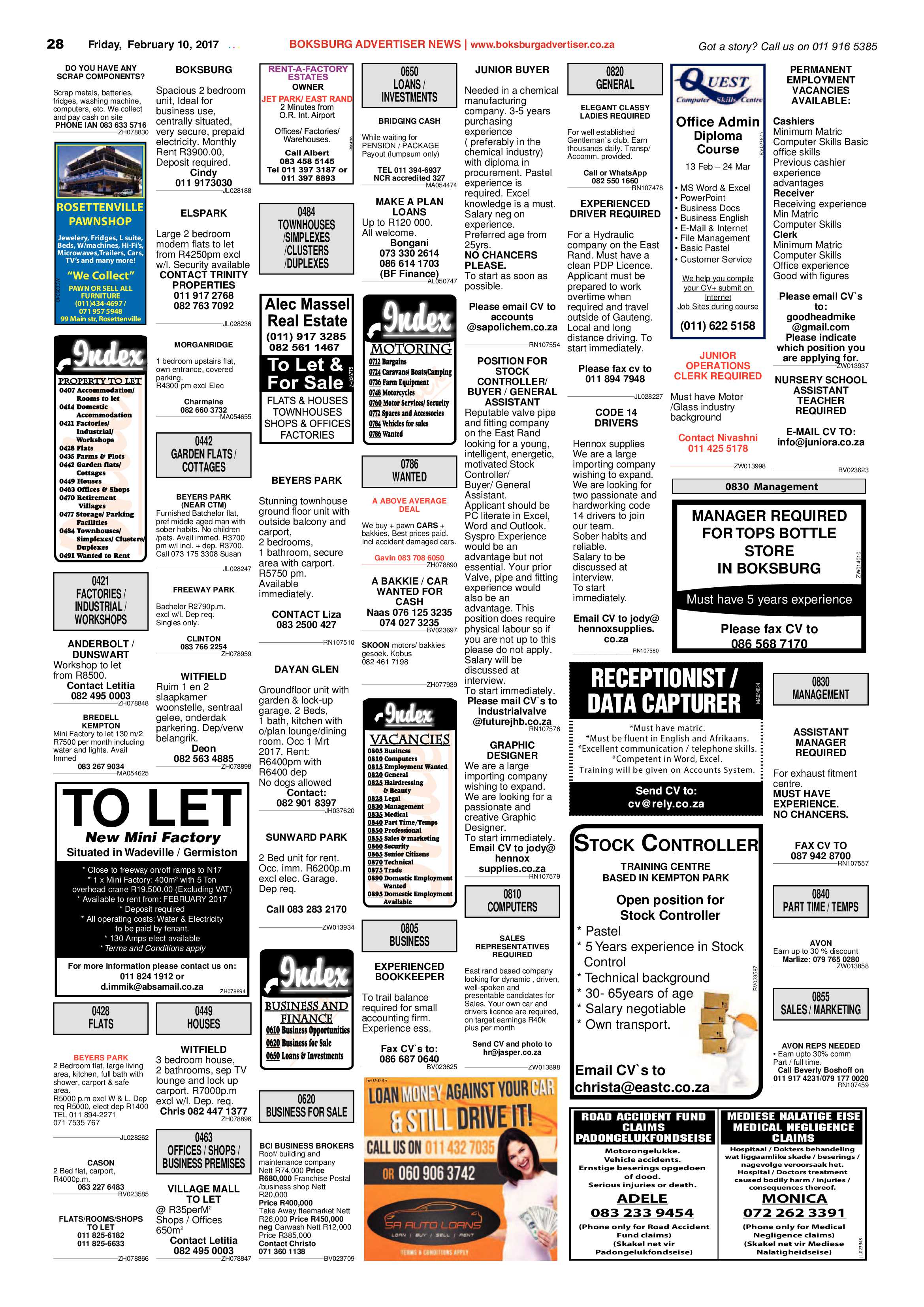 Boksburg Advertiser 07 February 2017 page 28