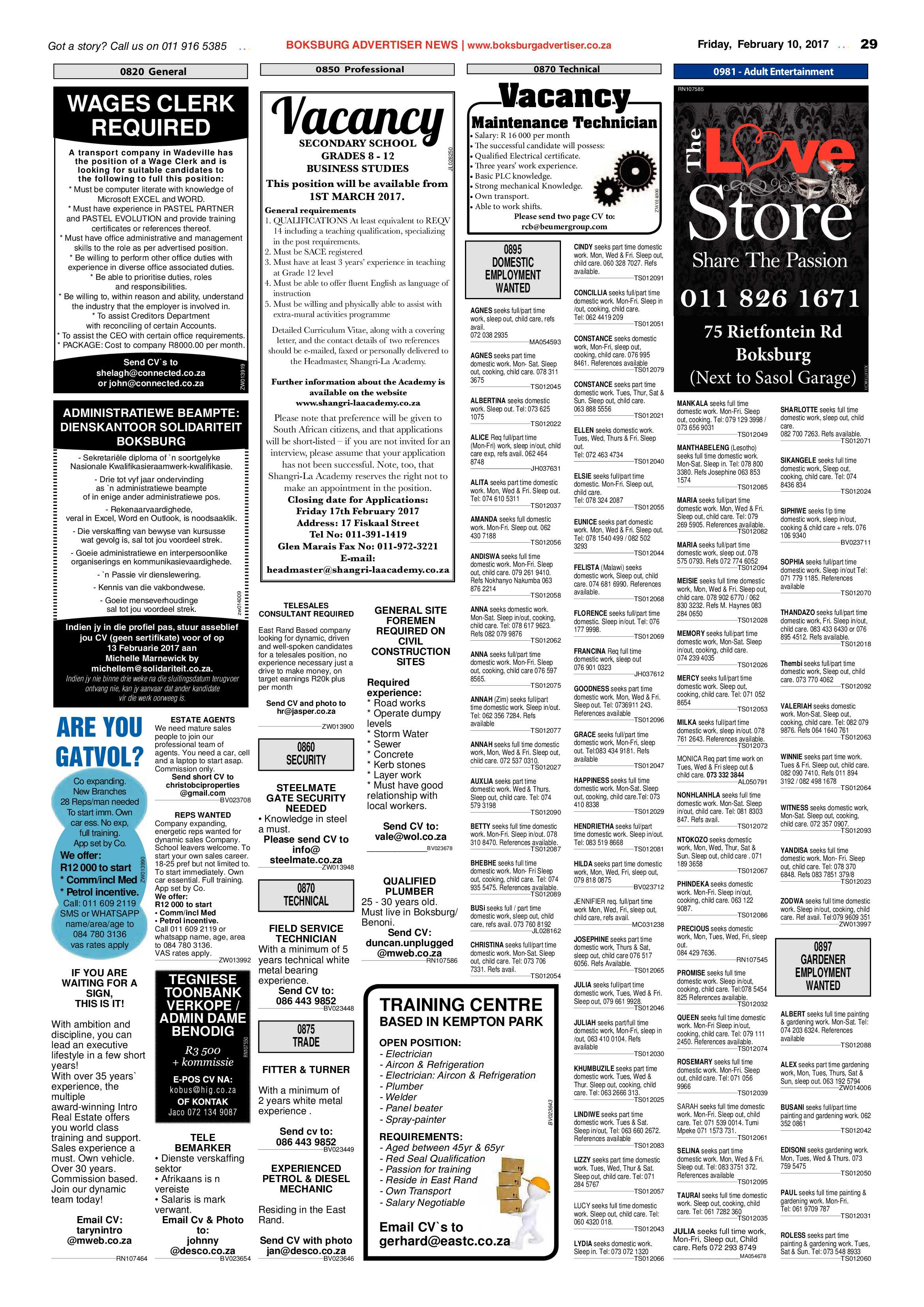 Boksburg Advertiser 07 February 2017 page 29