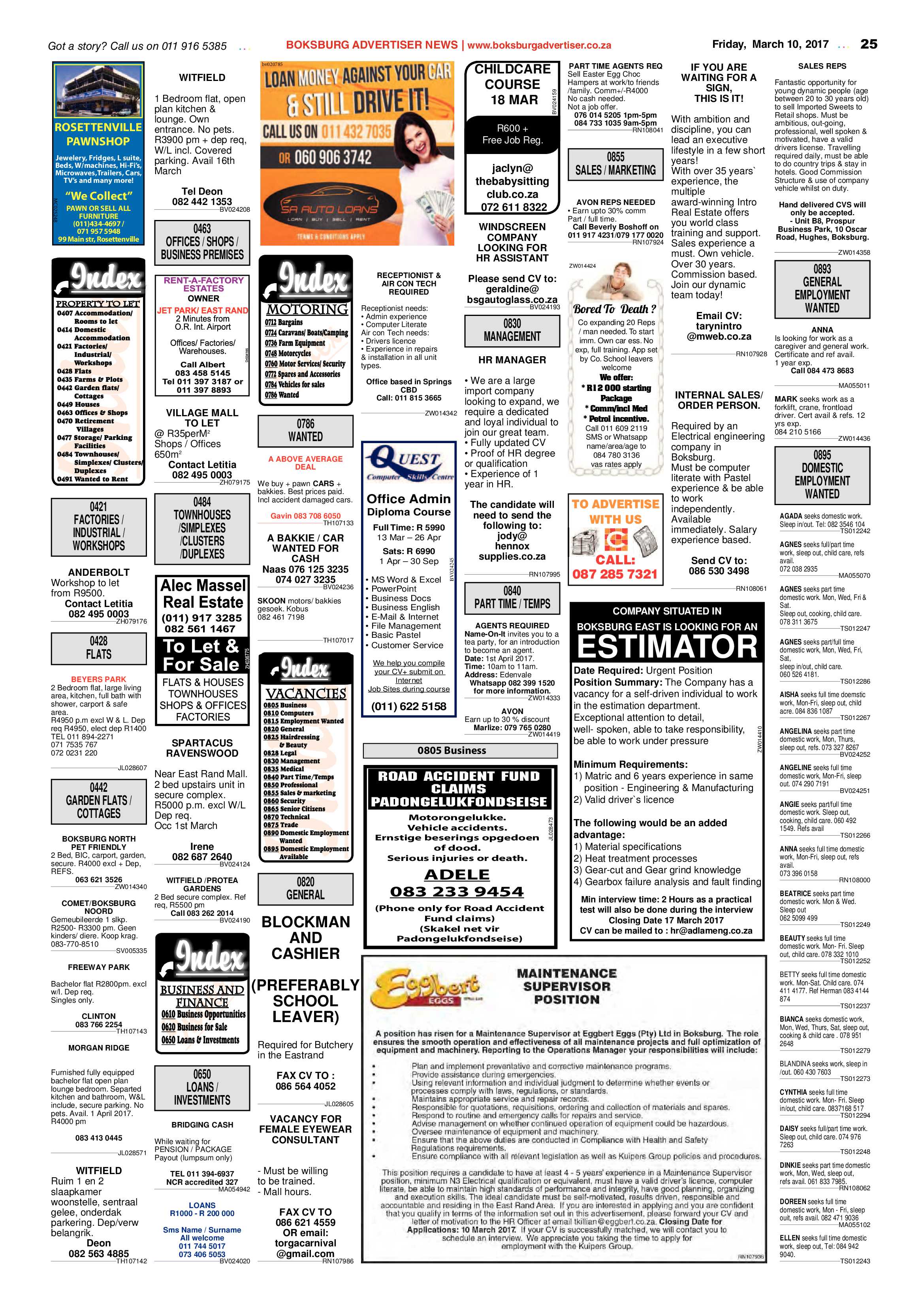 Boksburg Advertiser 07 March 2017 page 25