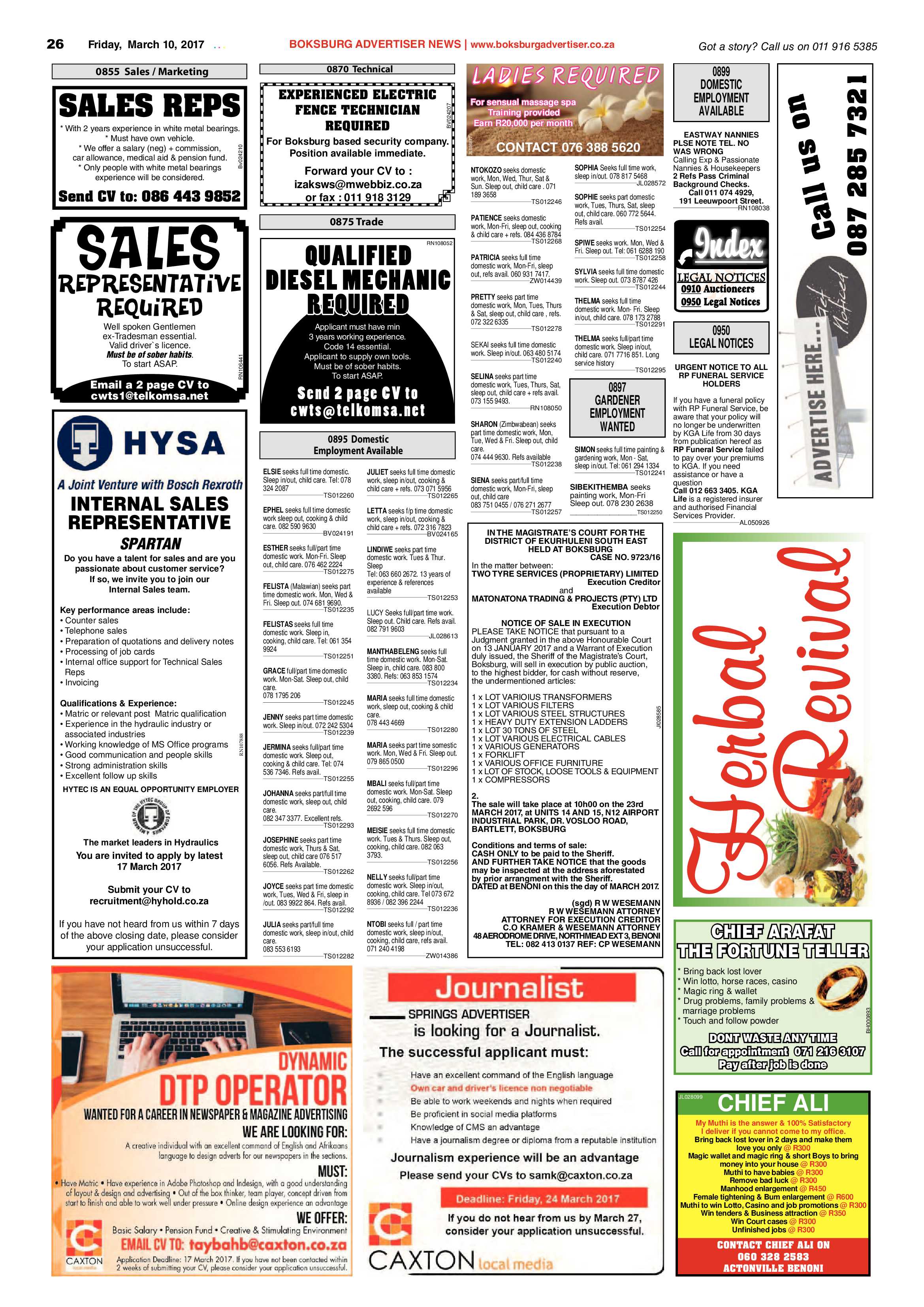 Boksburg Advertiser 07 March 2017 page 26
