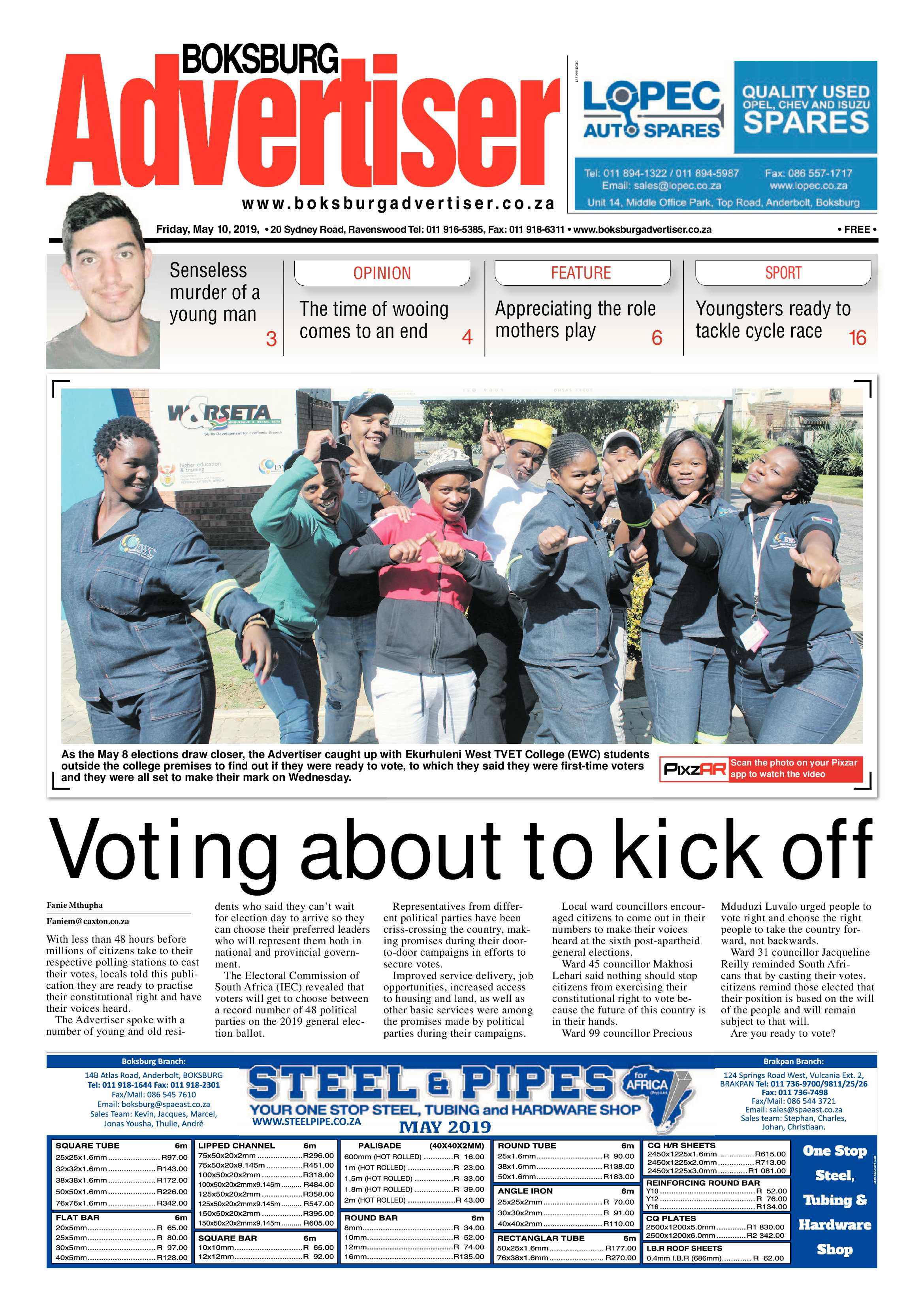 Boksburg Advertiser 07 May 2019 page 1