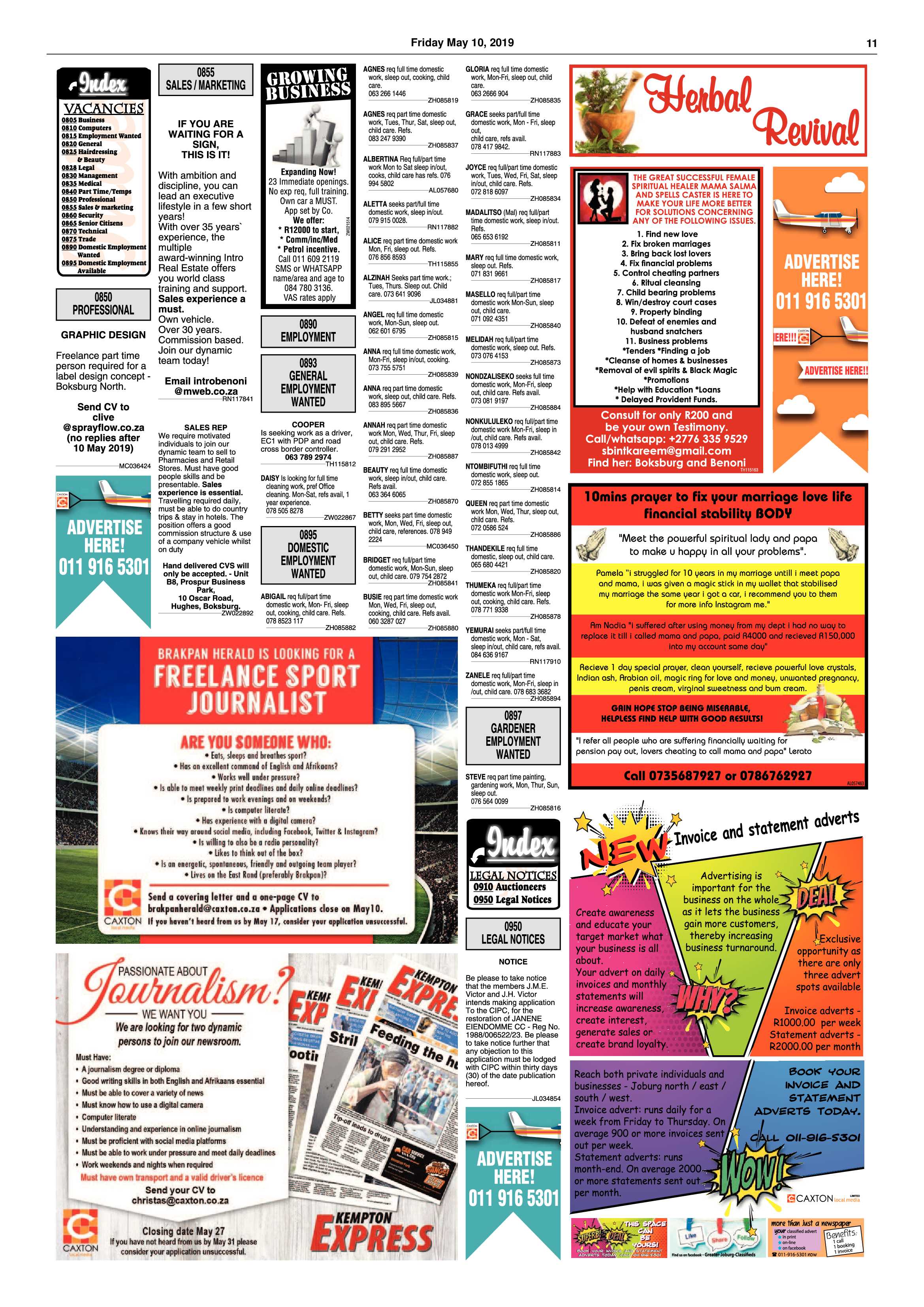 Boksburg Advertiser 07 May 2019 page 11