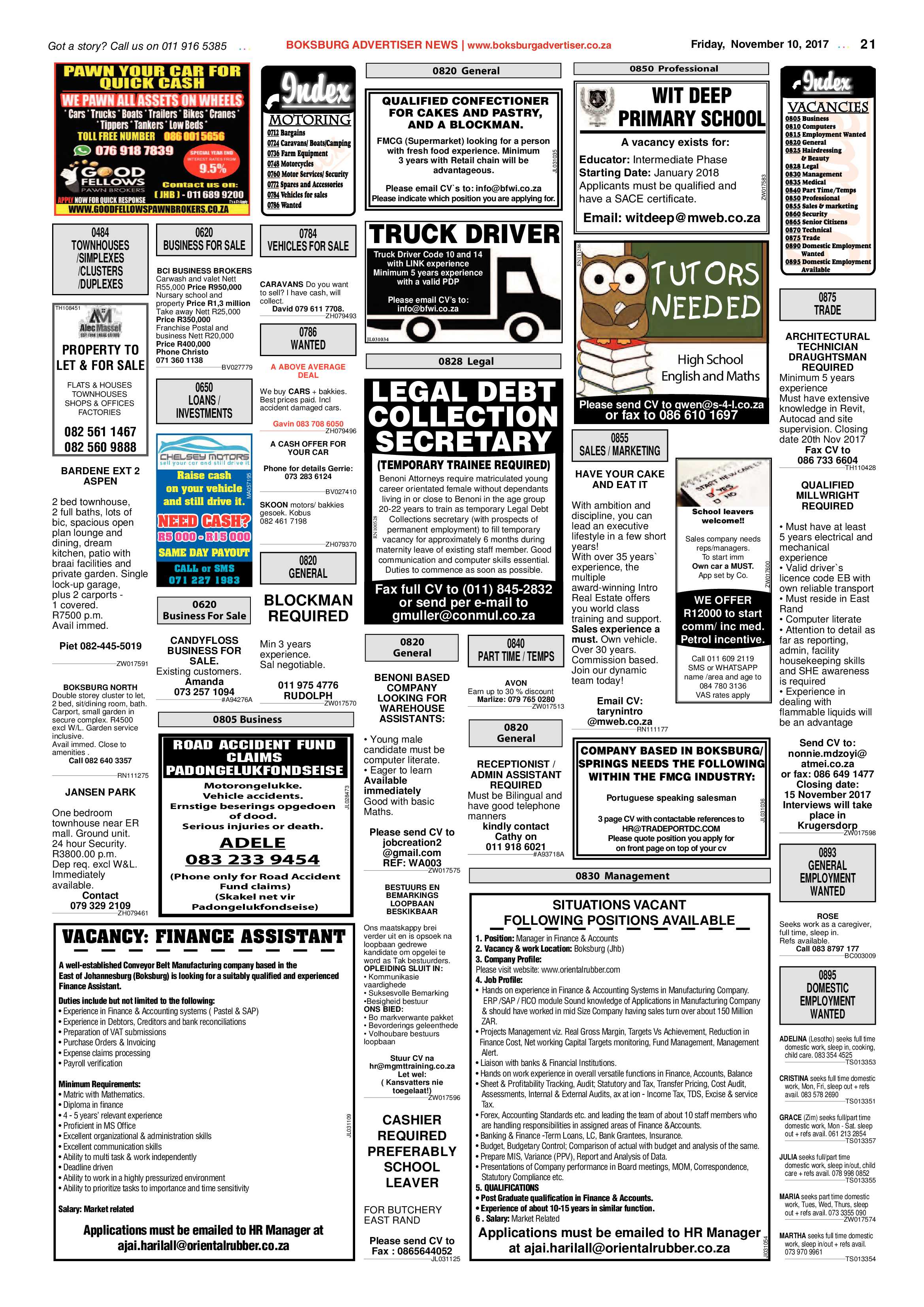 Boksburg Advertiser 07 November 2017 page 21